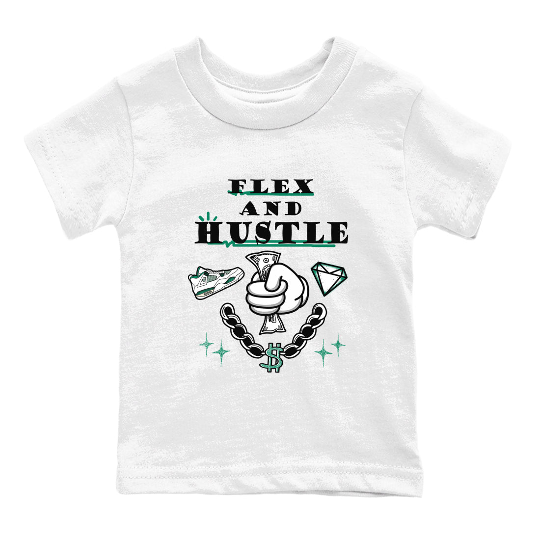 Flex And Hustle snkmatch Tees Kids - Air Jordan 4 Oxidized Green