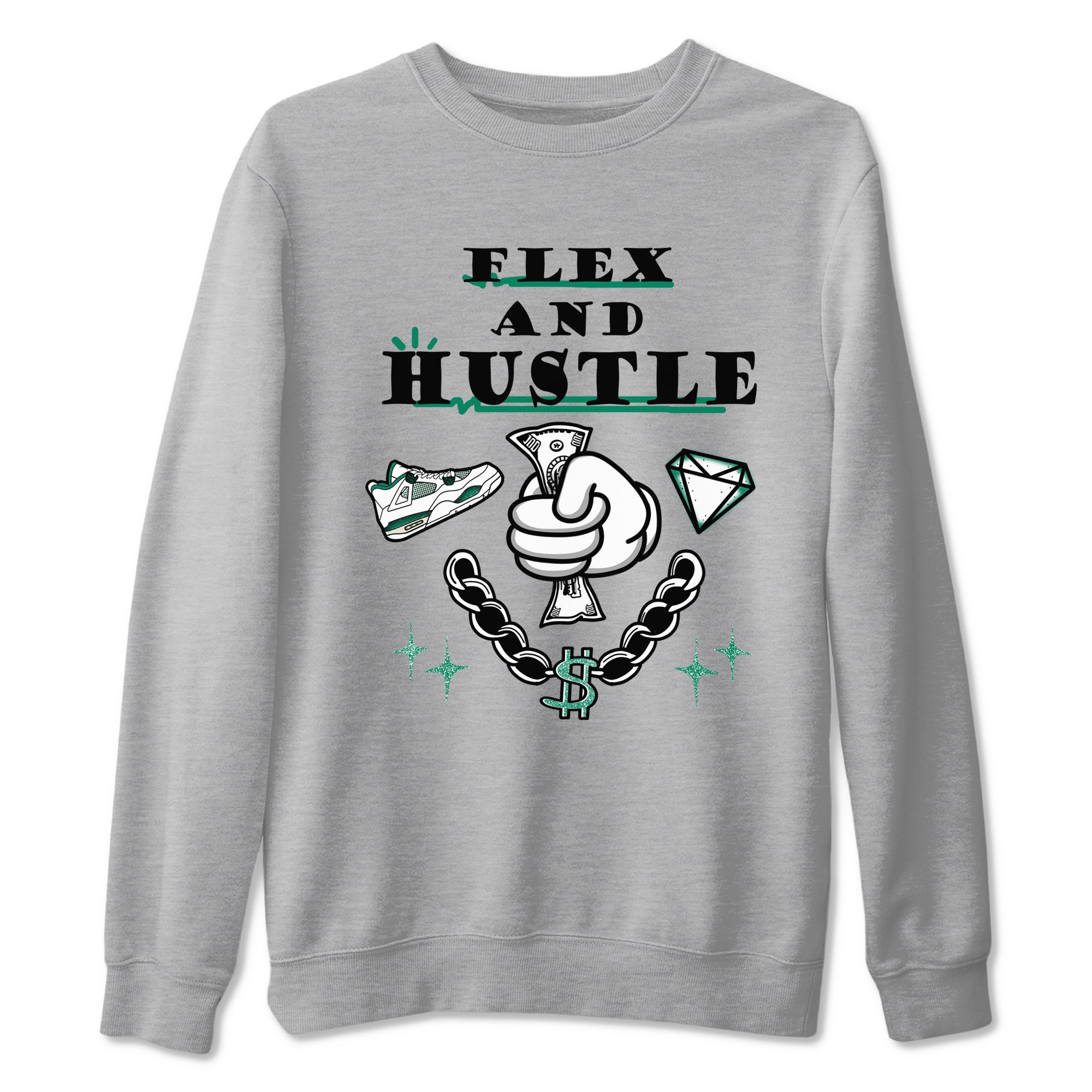 Flex And Hustle snkmatch Tees - Air Jordan 4 Oxidized Green