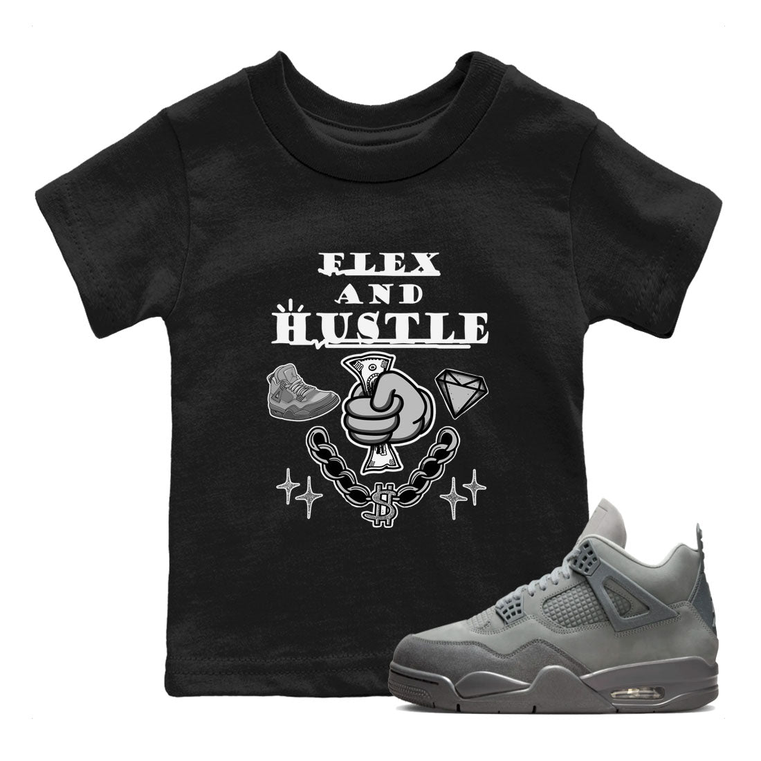 Flex And Hustle snkmatch Tees Kids - Air Jordan 4 Wet Cement