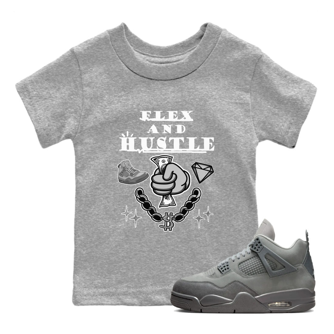 Flex And Hustle snkmatch Tees Kids - Air Jordan 4 Wet Cement