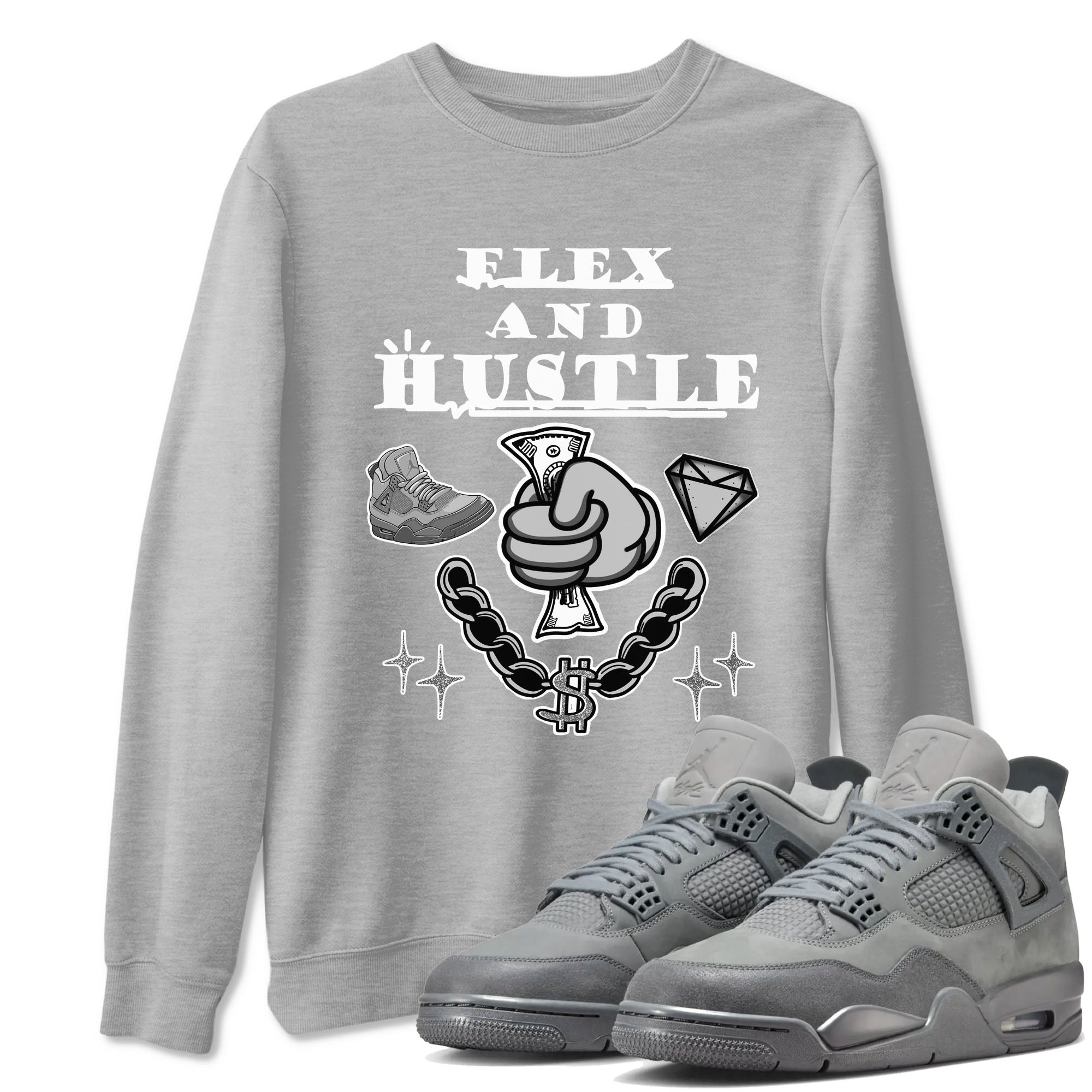 Flex And Hustle snkmatch Tees - Air Jordan 4 Wet Cement