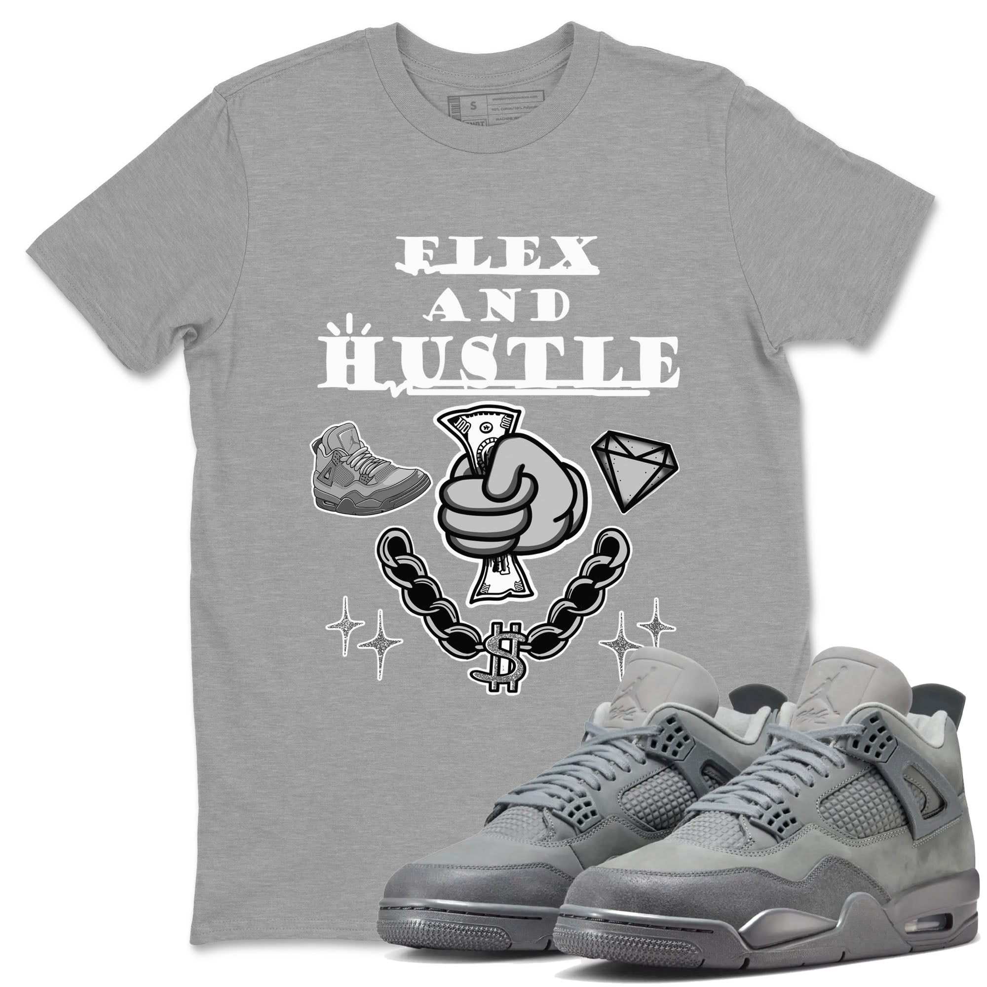 Flex And Hustle snkmatch Tees - Air Jordan 4 Wet Cement