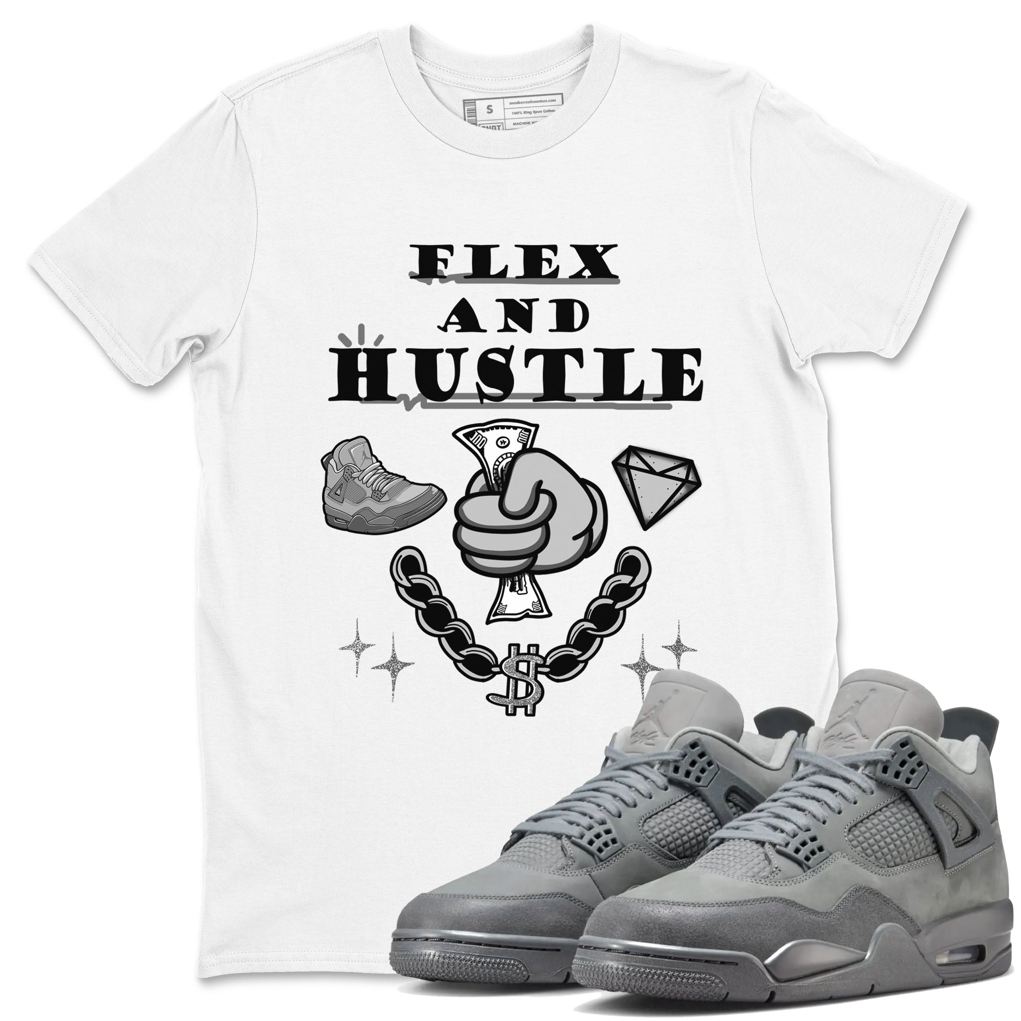 Flex And Hustle snkmatch Tees - Air Jordan 4 Wet Cement