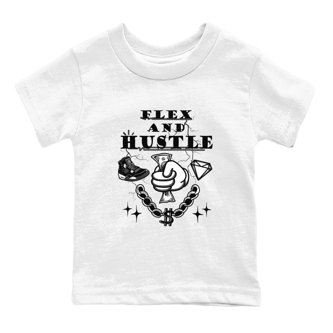 Flex And Hustle snkmatch Tees Kids - Air Jordan 4 White Thunder