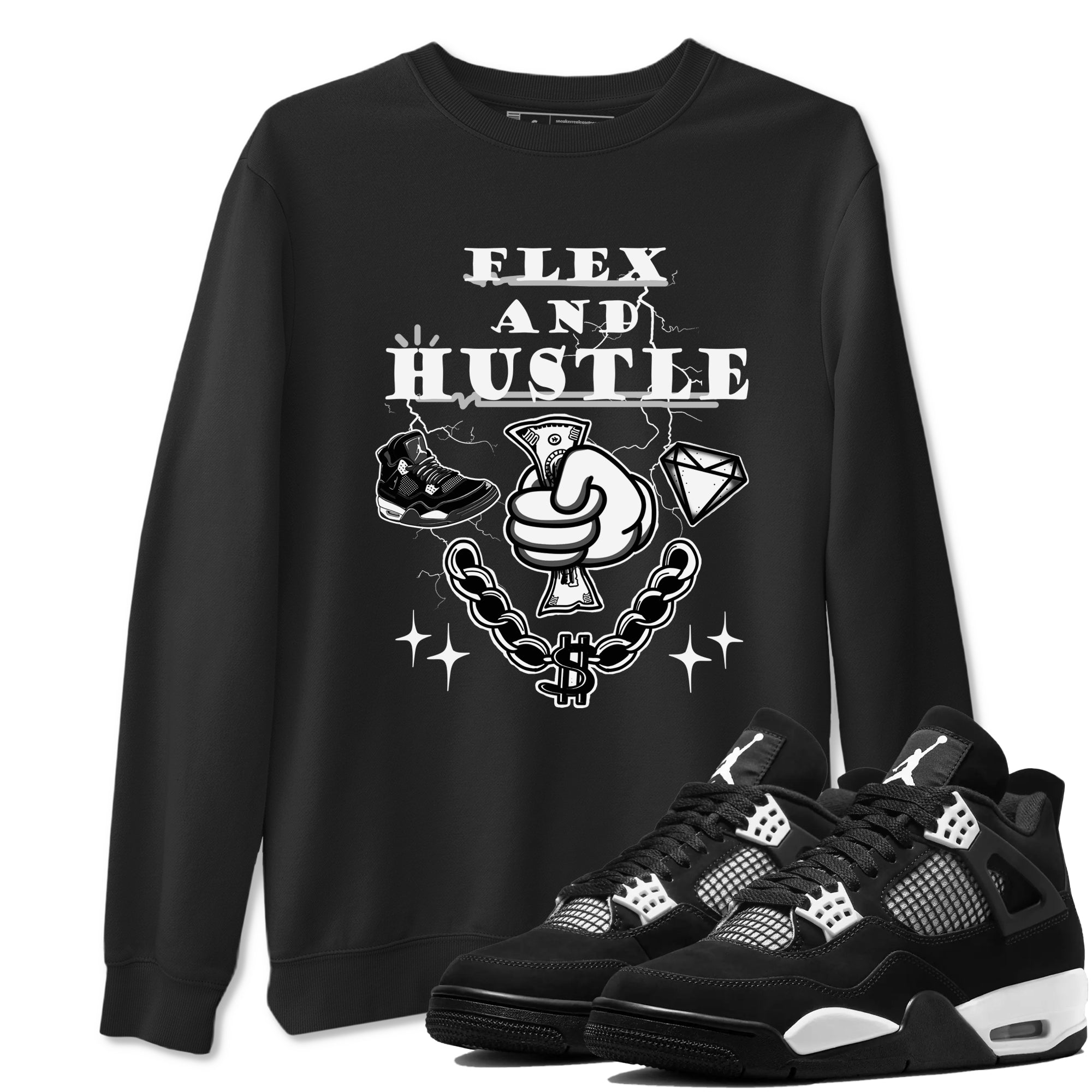 Flex And Hustle snkmatch Tees - Air Jordan 4 White Thunder