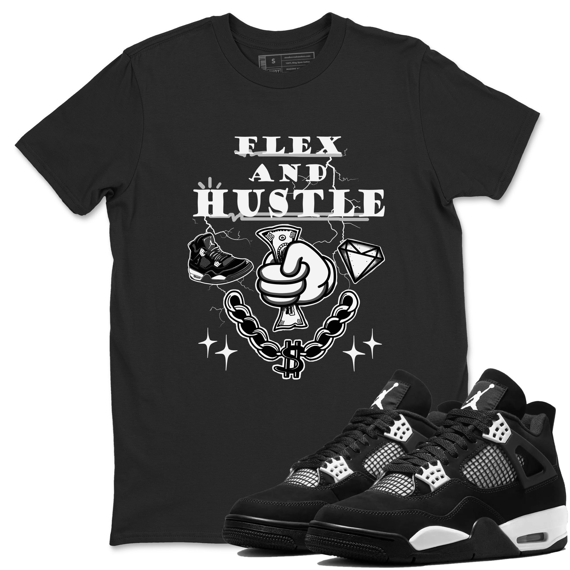 Flex And Hustle snkmatch Tees - Air Jordan 4 White Thunder