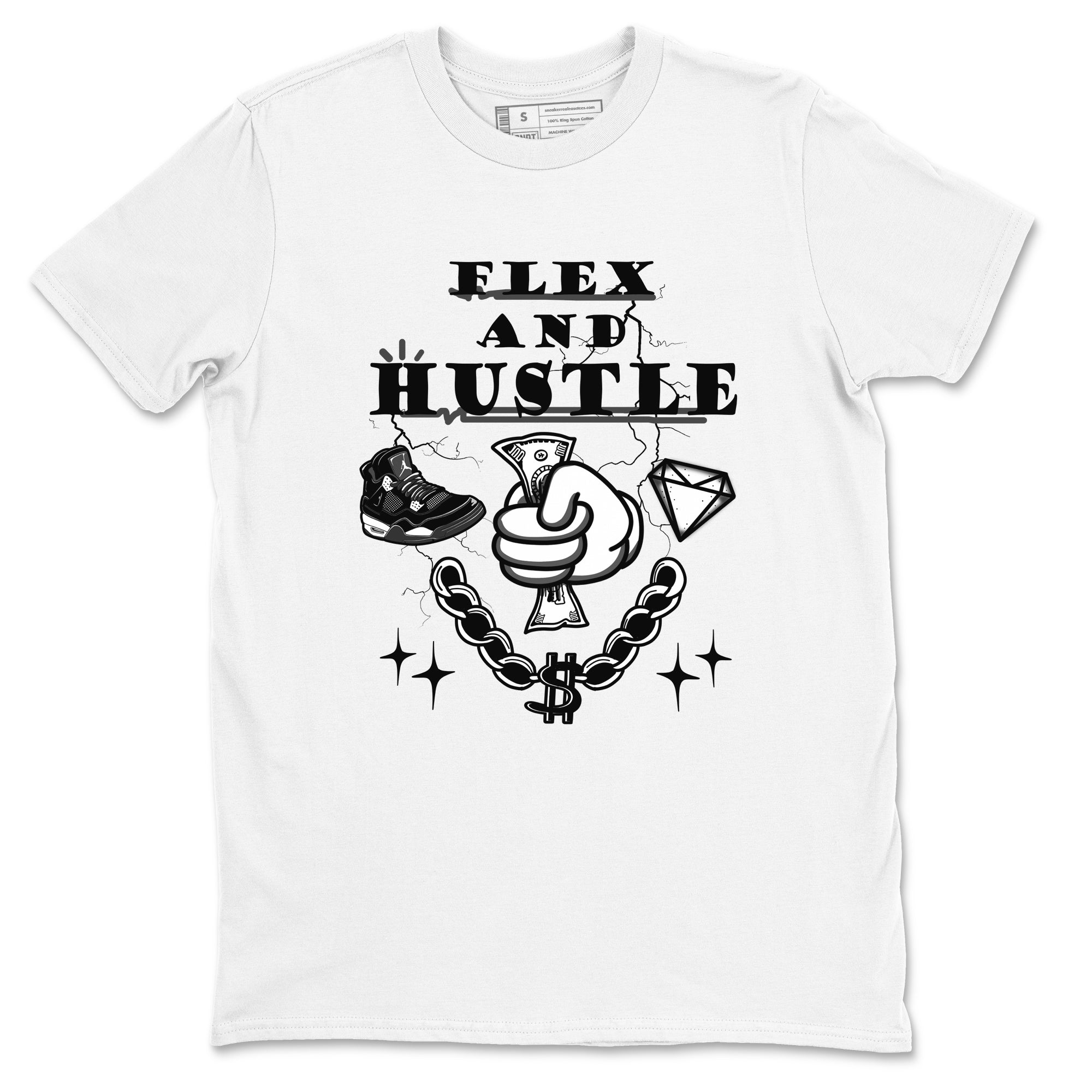 Flex And Hustle snkmatch Tees - Air Jordan 4 White Thunder