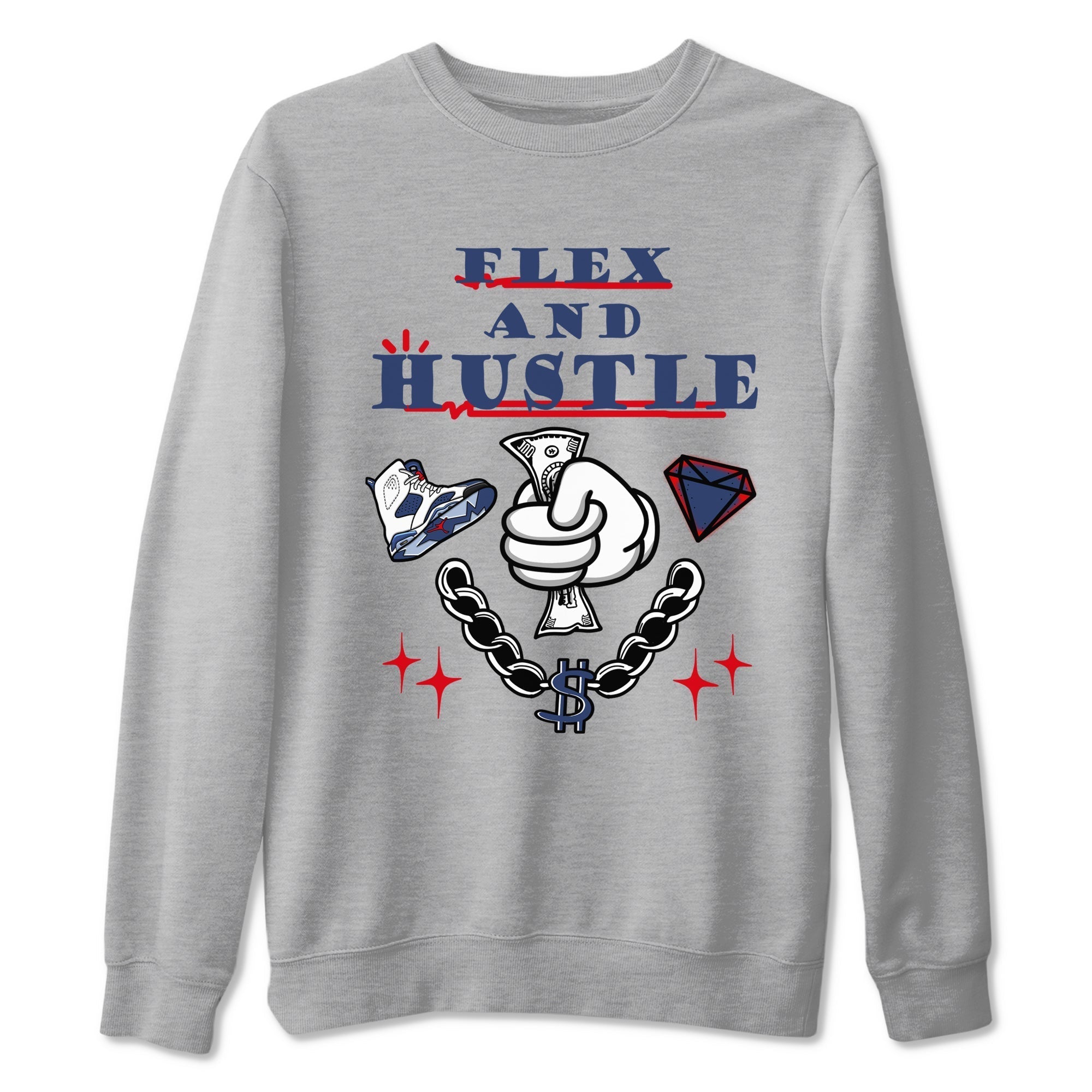 Flex And Hustle snkmatch Tees - Air Jordan 6 White And Midnight Navy