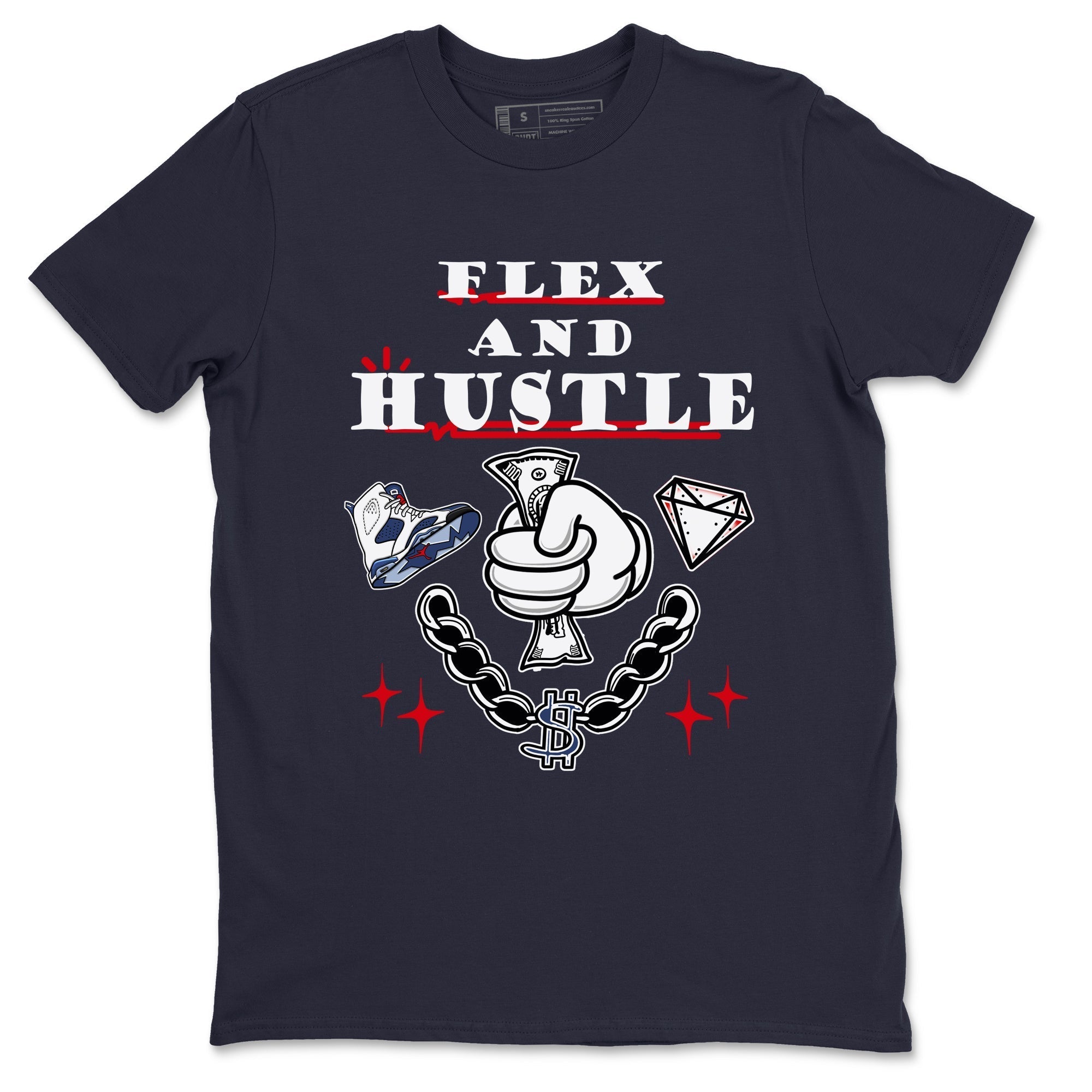 Flex And Hustle snkmatch Tees - Air Jordan 6 White And Midnight Navy