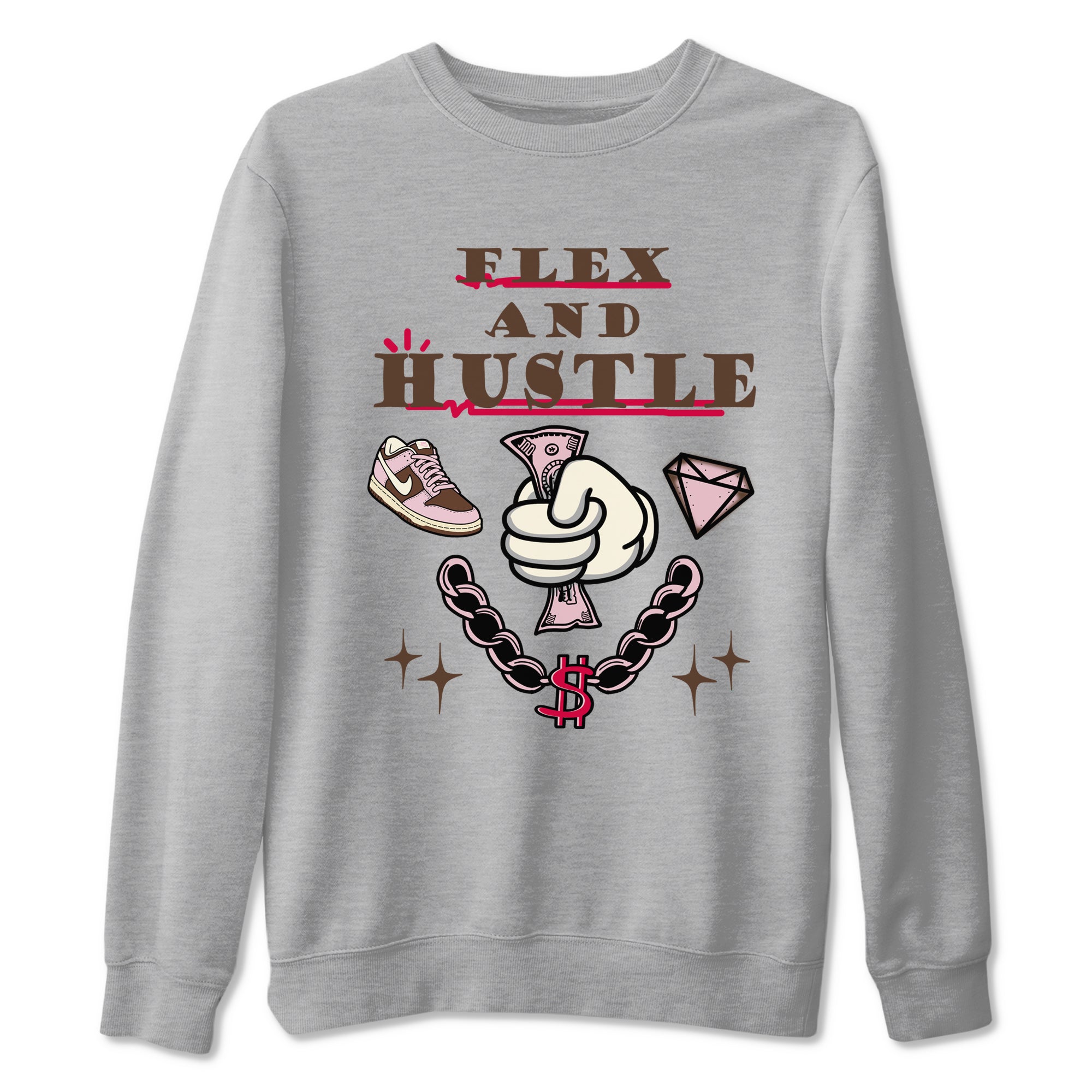 Flex And Hustle snkmatch Tees - Dunk Cacao Wow And Pink Foam