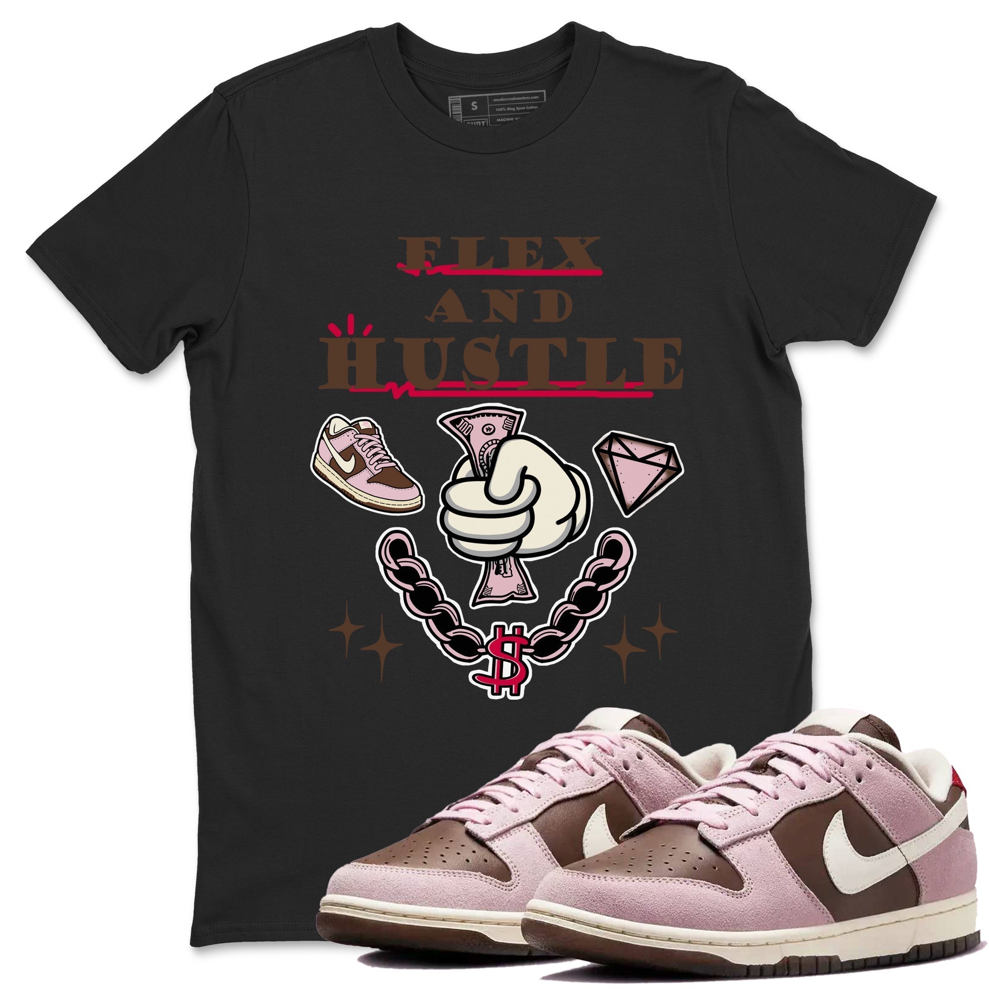 Flex And Hustle snkmatch Tees - Dunk Cacao Wow And Pink Foam