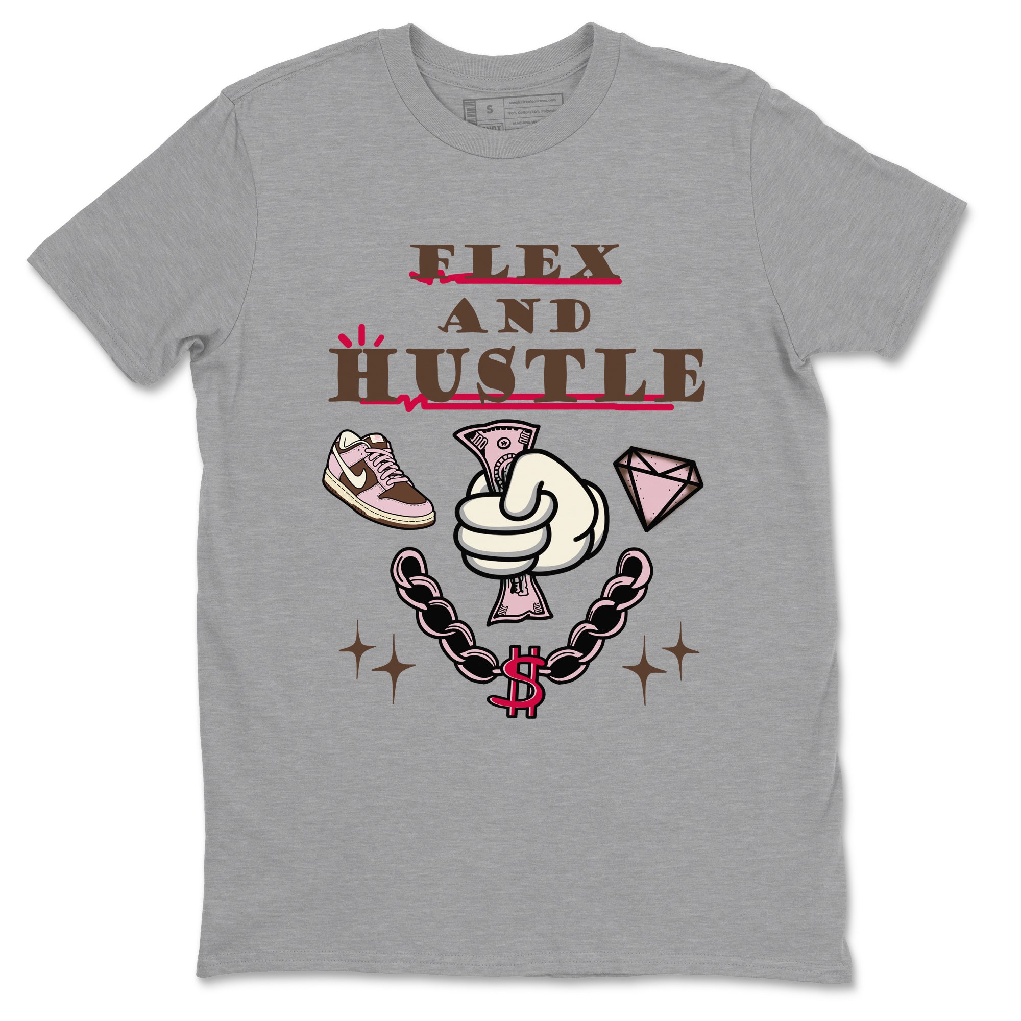 Flex And Hustle snkmatch Tees - Dunk Cacao Wow And Pink Foam