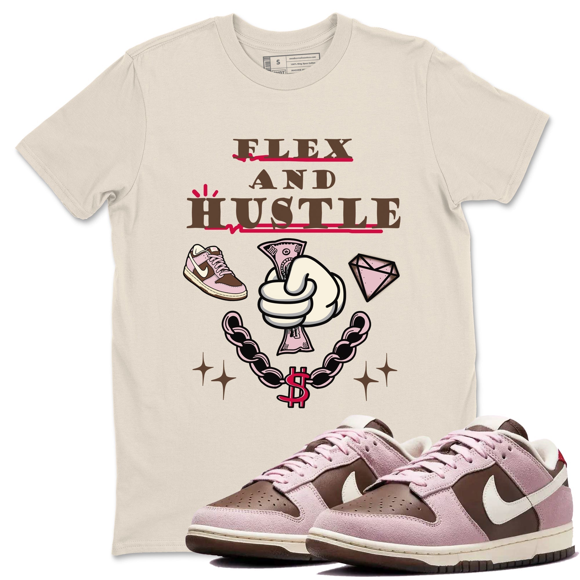 Flex And Hustle snkmatch Tees - Dunk Cacao Wow And Pink Foam