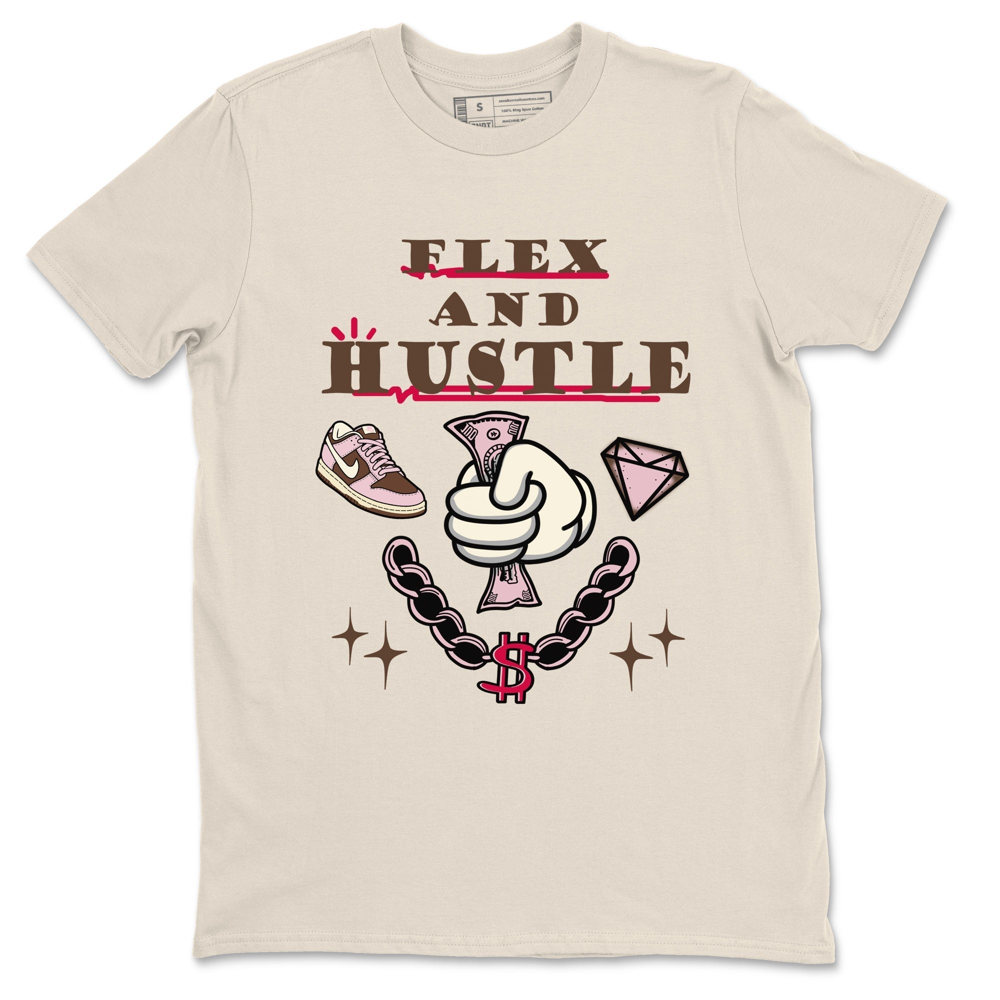 Flex And Hustle snkmatch Tees - Dunk Cacao Wow And Pink Foam