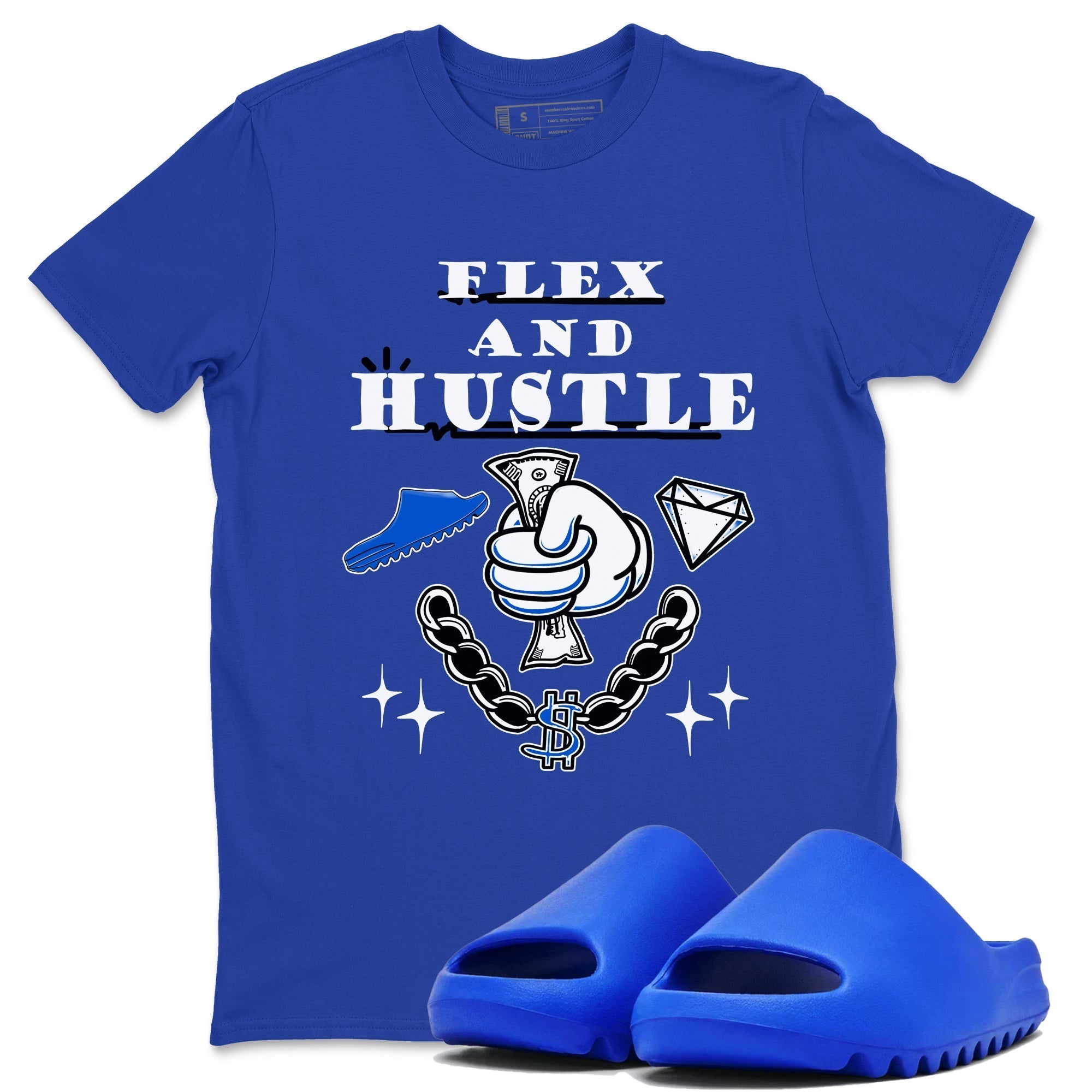 Flex And Hustle snkmatch Tees - Yeezy Slide Azure