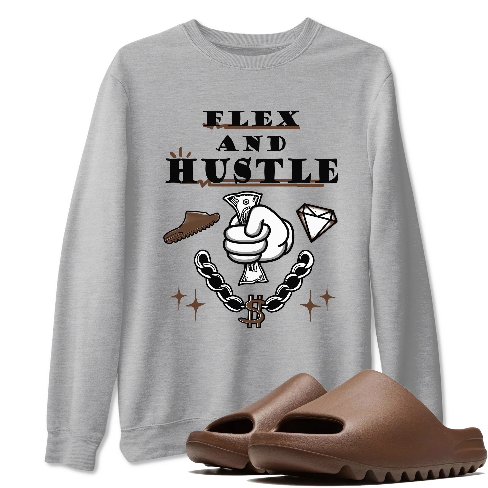 Flex And Hustle snkmatch Tees - Yeezy Slide Flax