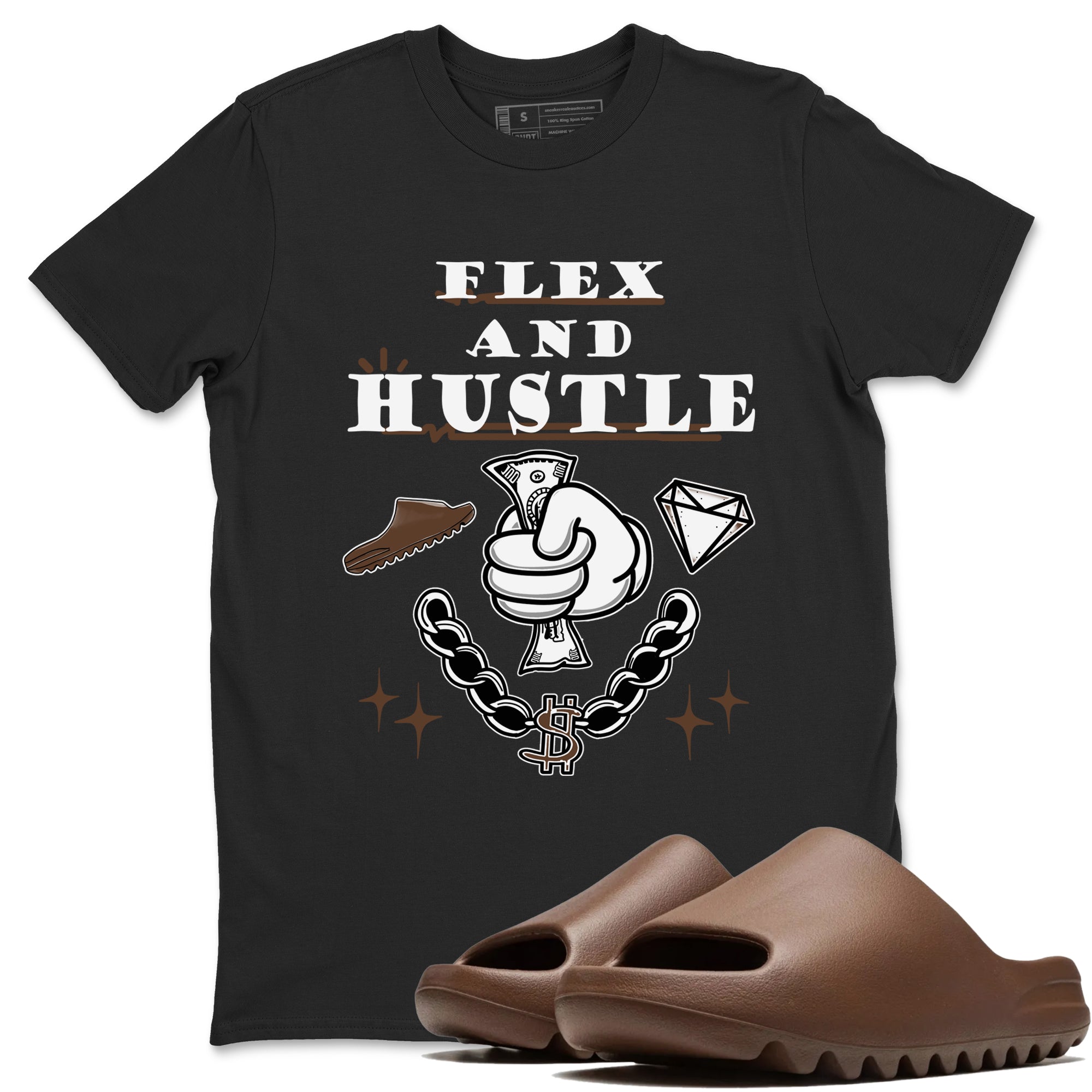 Flex And Hustle snkmatch Tees - Yeezy Slide Flax