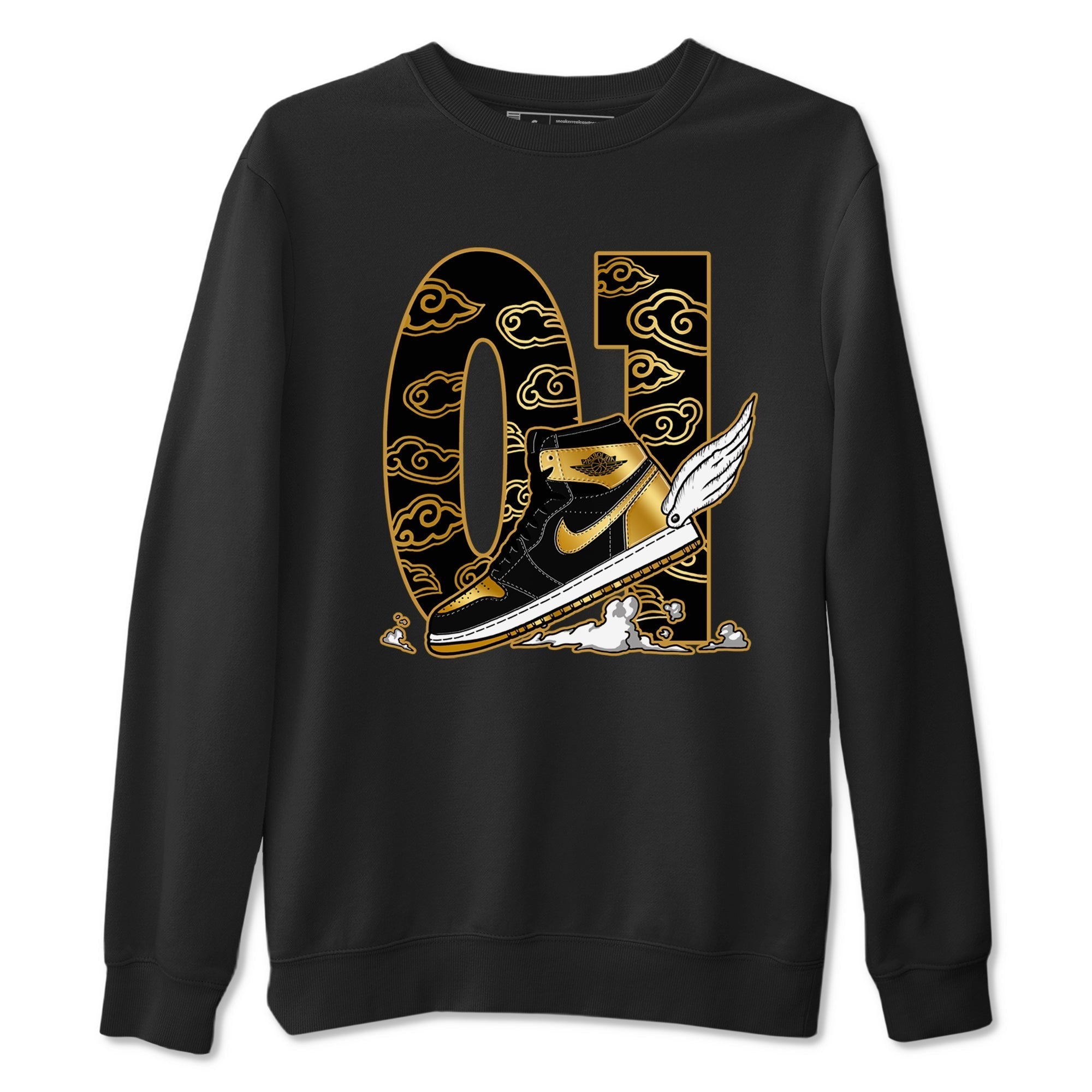 Fly To The Clouds snkmatch Tees - Air Jordan 1 Black Metallic Gold