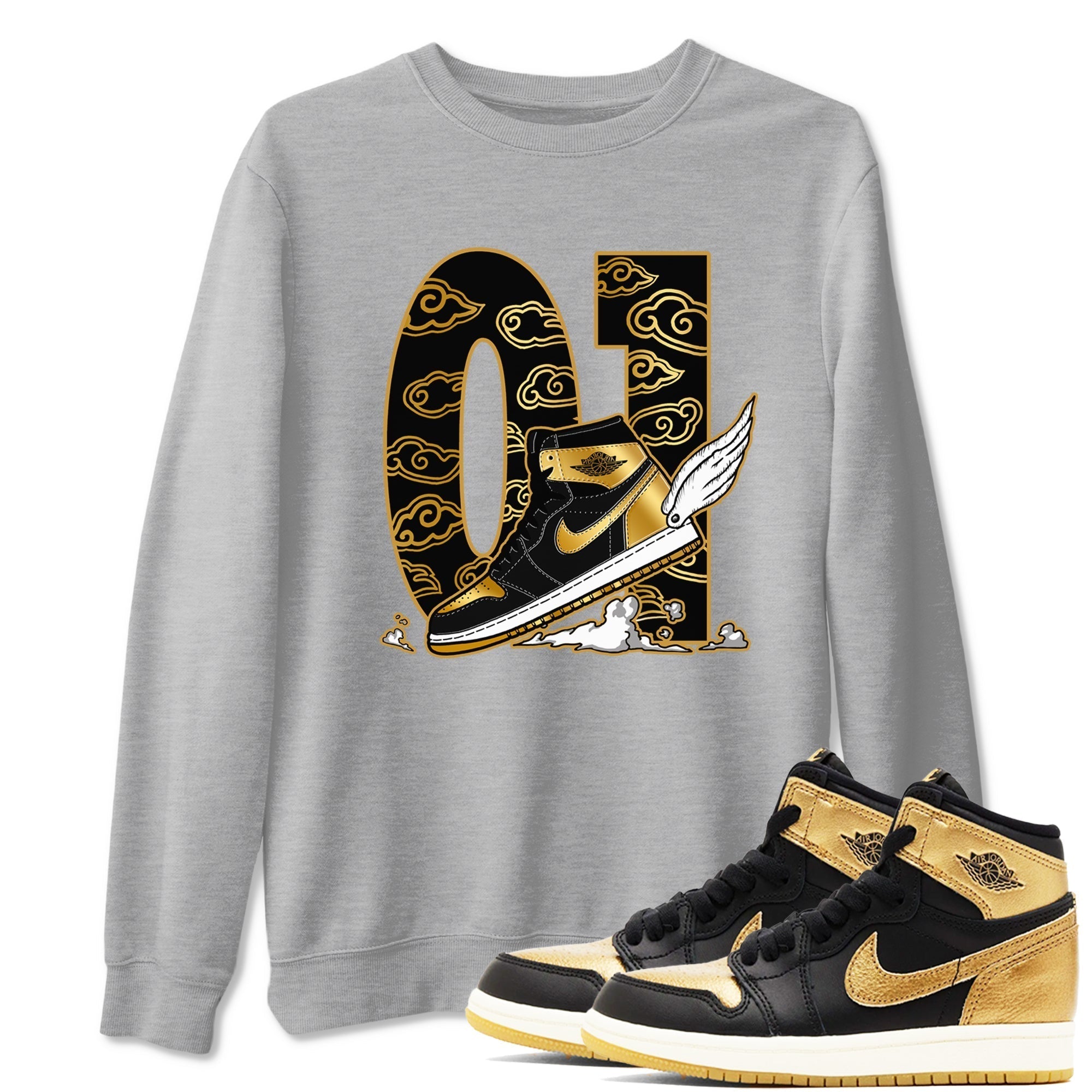 Fly To The Clouds snkmatch Tees - Air Jordan 1 Black Metallic Gold
