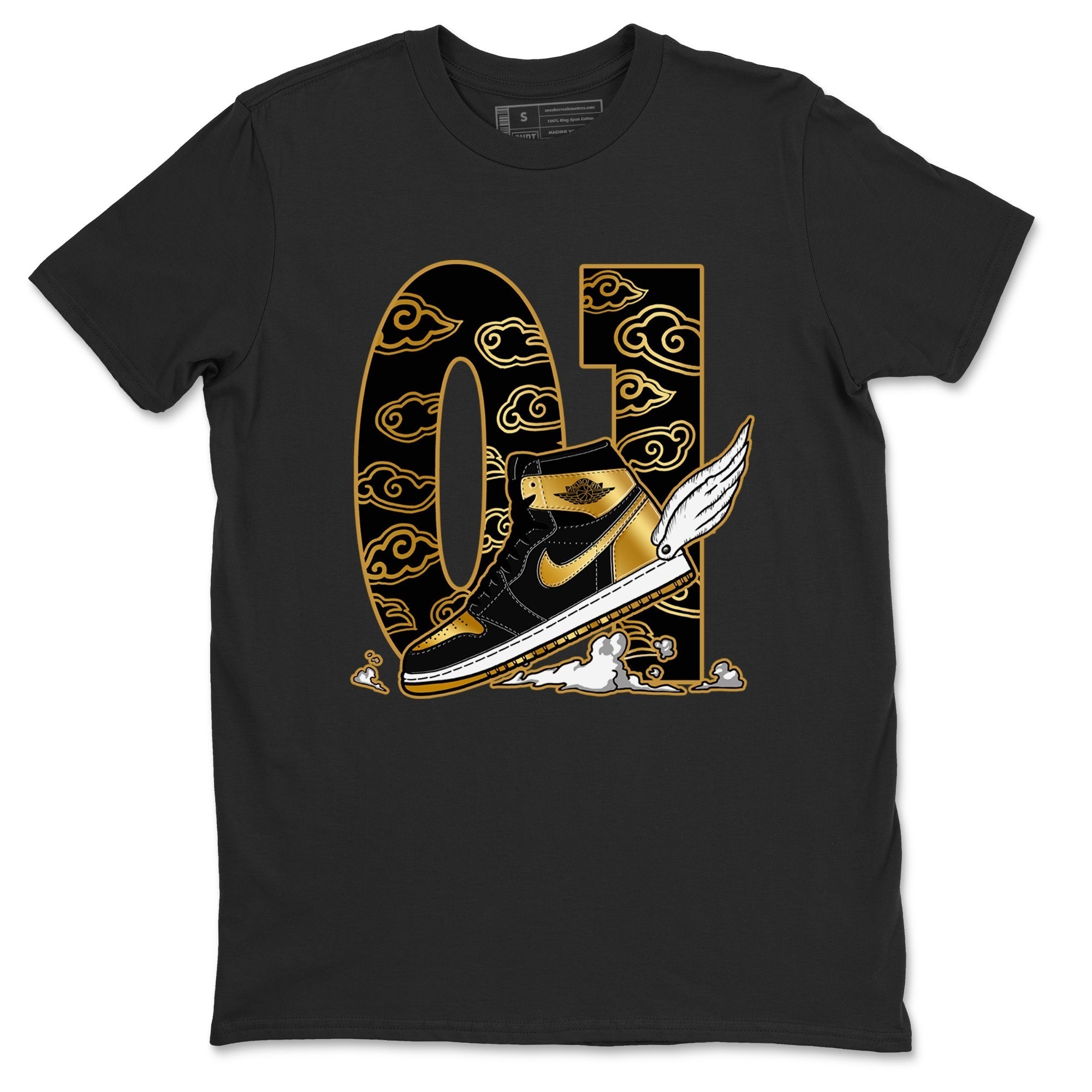 Fly To The Clouds snkmatch Tees - Air Jordan 1 Black Metallic Gold