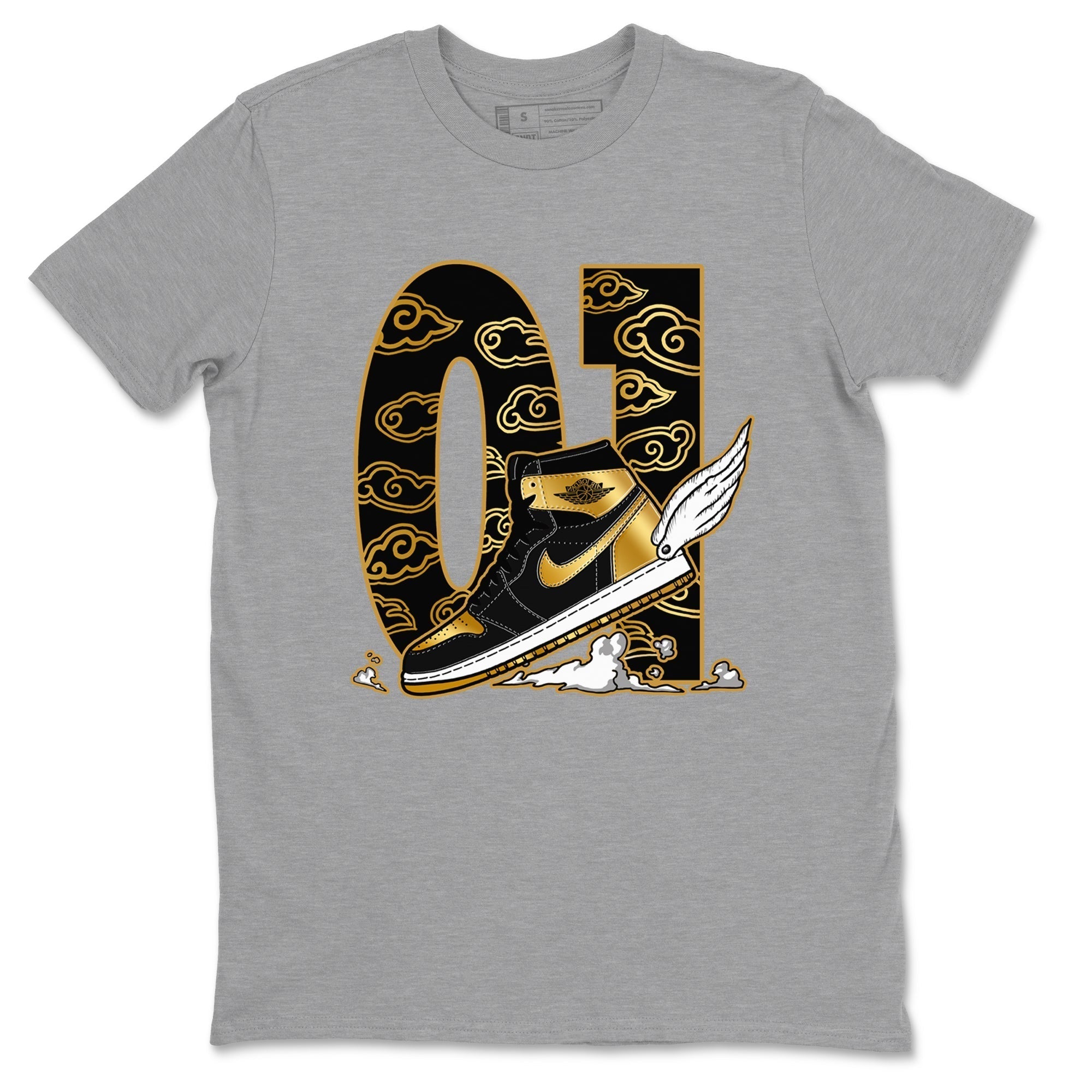 Fly To The Clouds snkmatch Tees - Air Jordan 1 Black Metallic Gold