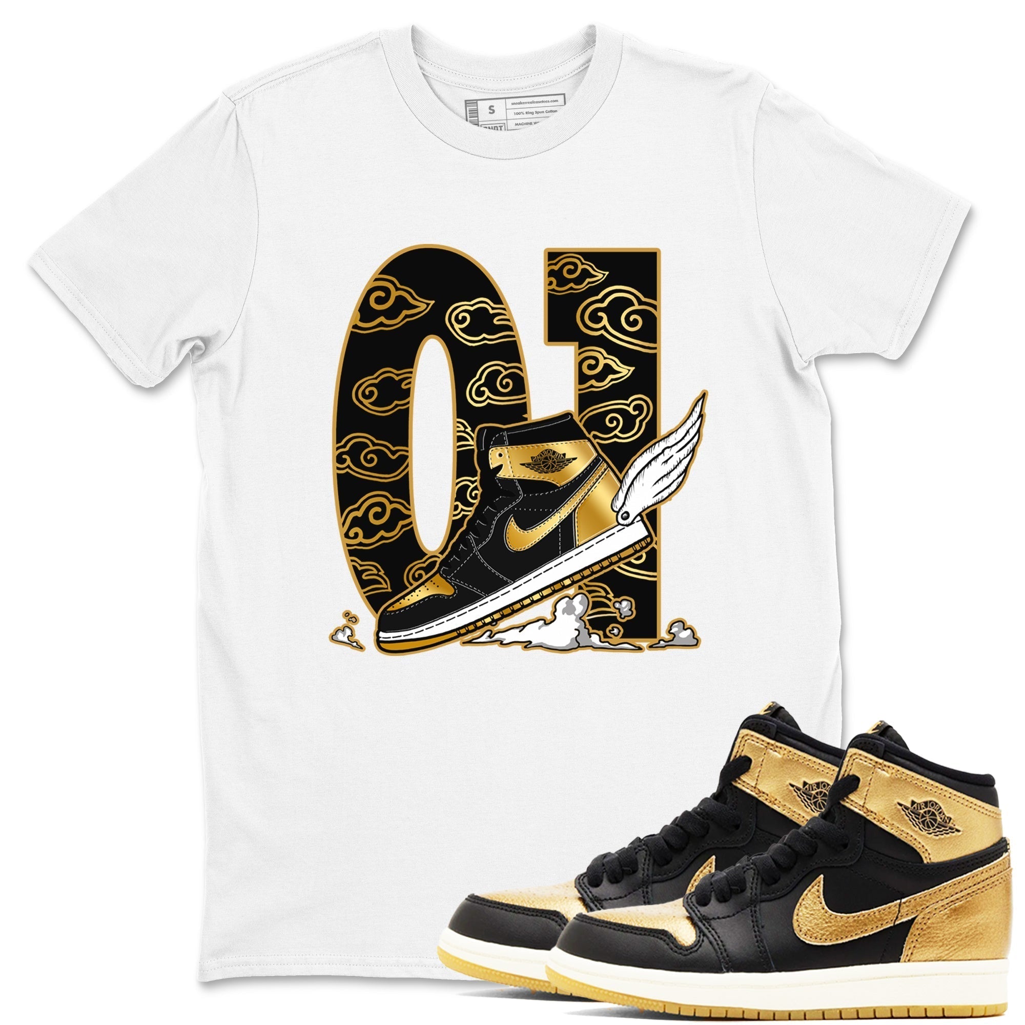 Fly To The Clouds snkmatch Tees - Air Jordan 1 Black Metallic Gold