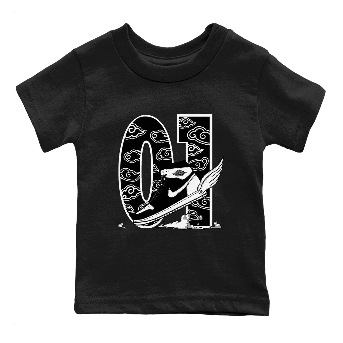 Fly To The Clouds snkmatch Tees Kids - Air Jordan 1 Black White