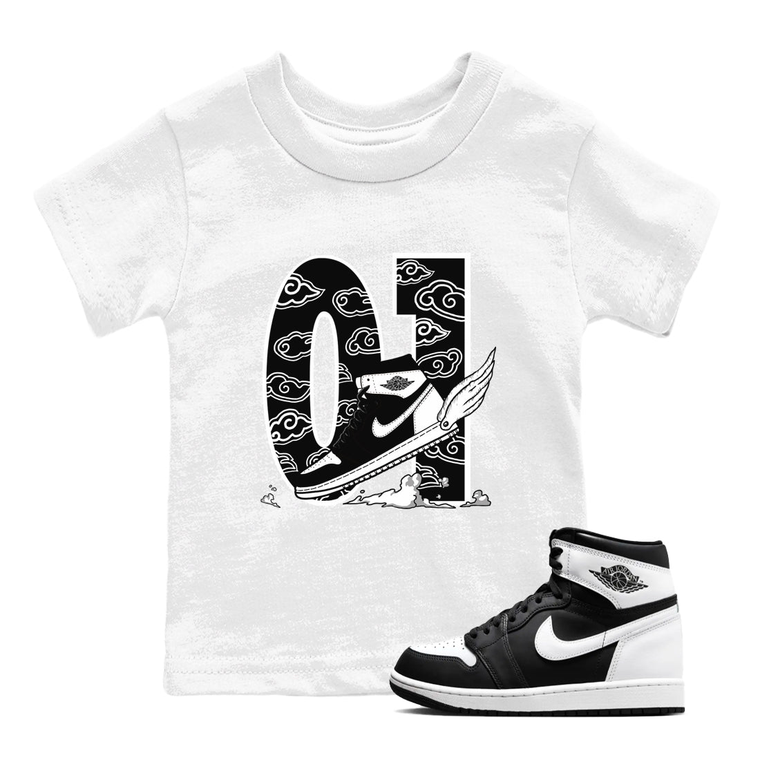 Fly To The Clouds snkmatch Tees Kids - Air Jordan 1 Black White