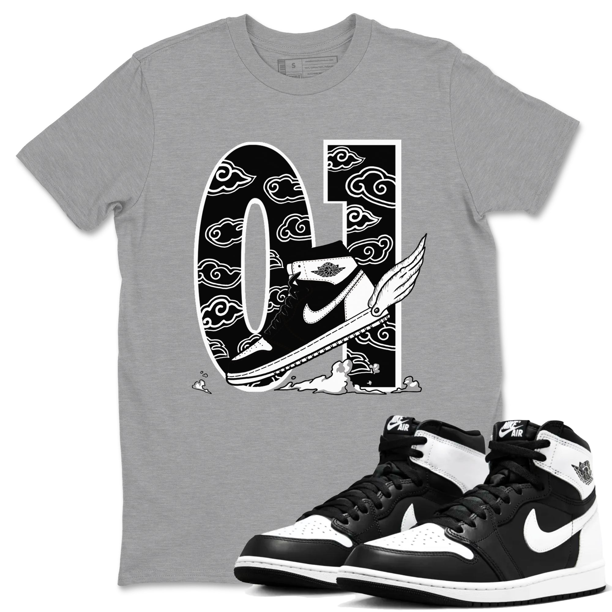 Fly To The Clouds snkmatch Tees - Air Jordan 1 Black White