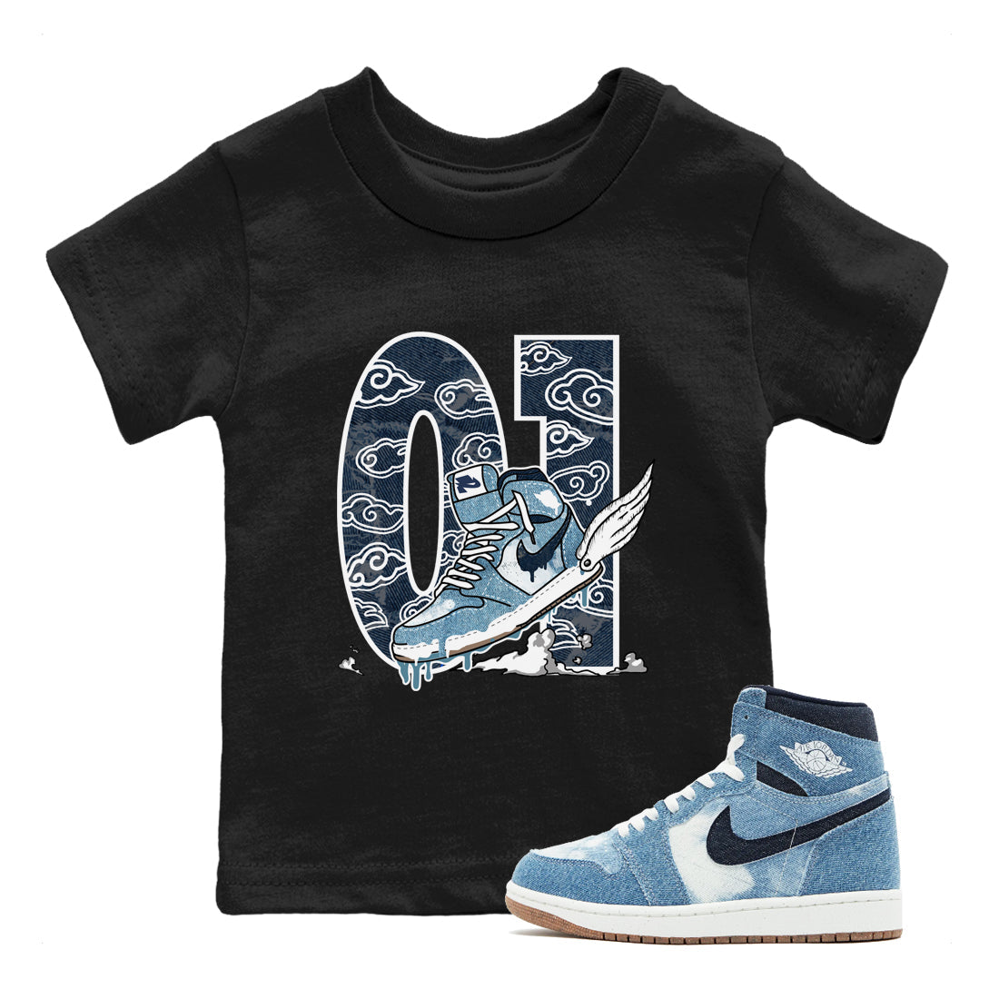 Fly To The Clouds snkmatch Tees Kids - Air Jordan 1 Denim 2024