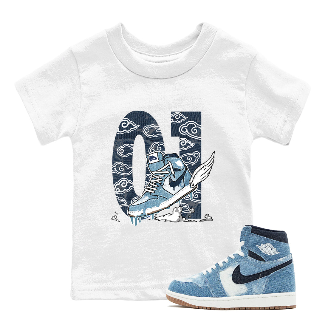 Fly To The Clouds snkmatch Tees Kids - Air Jordan 1 Denim 2024