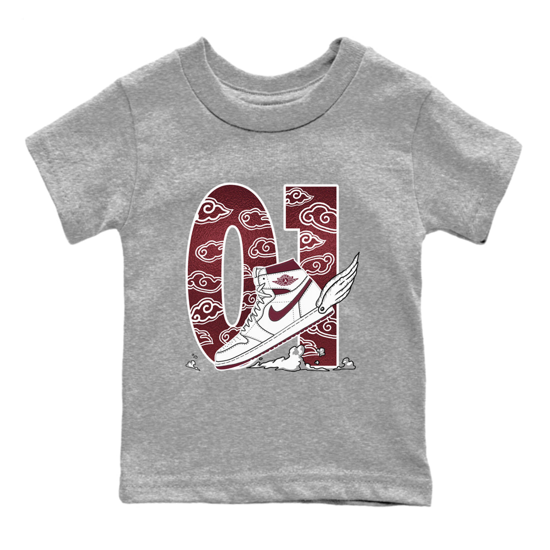 Fly To The Clouds snkmatch Tees Kids - Air Jordan 1 Metallic Burgundy