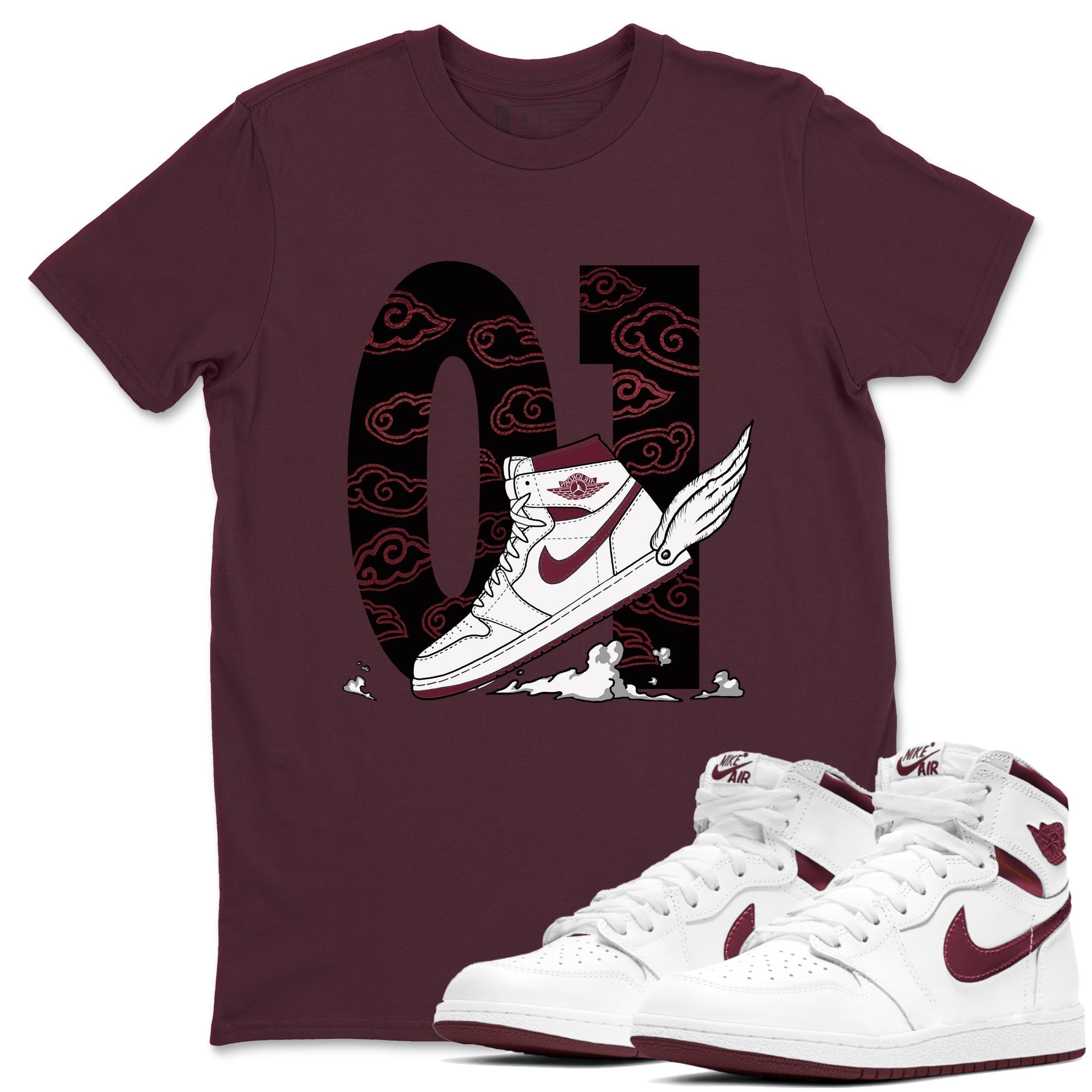 Fly To The Clouds snkmatch Tees - Air Jordan 1 Metallic Burgundy