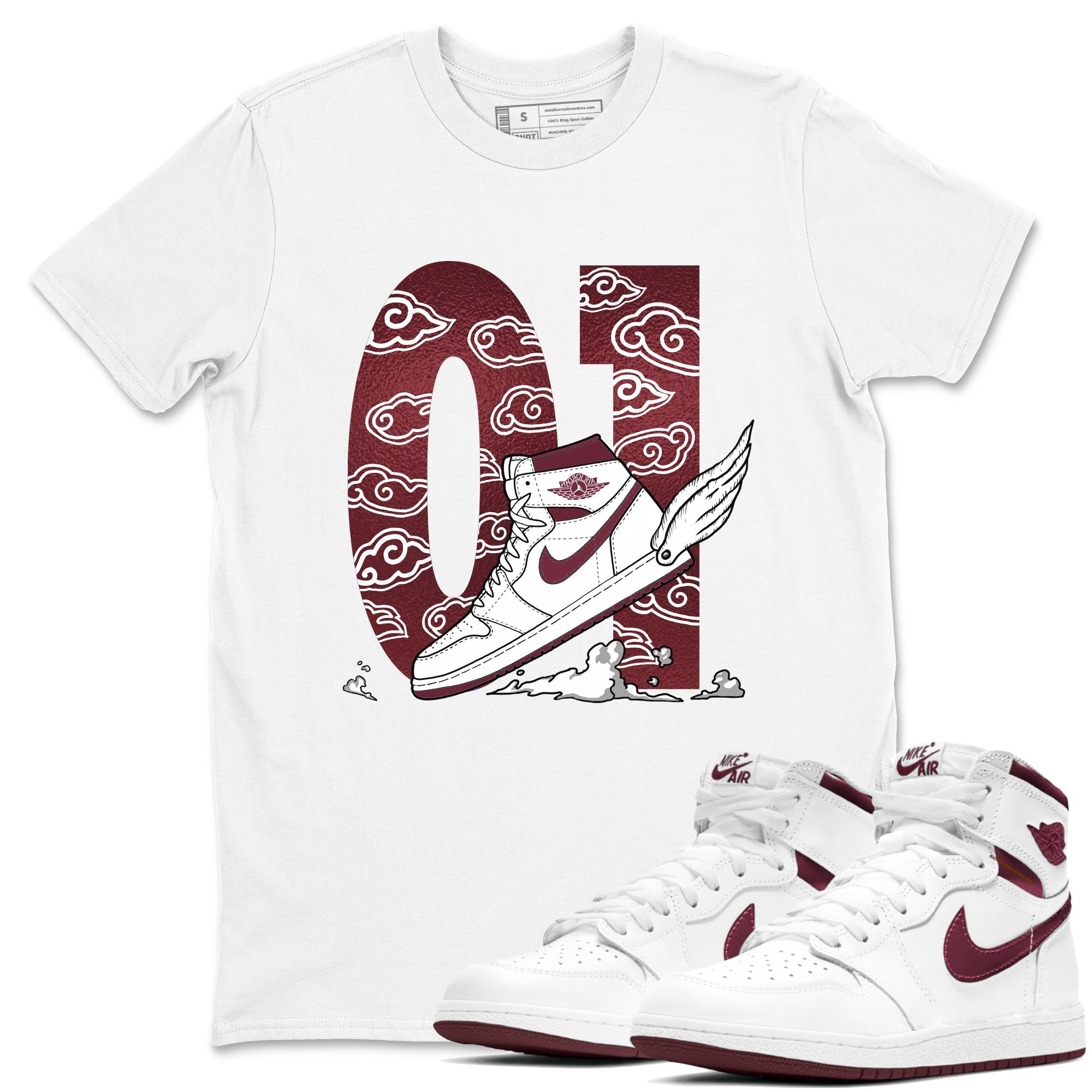 Fly To The Clouds snkmatch Tees - Air Jordan 1 Metallic Burgundy