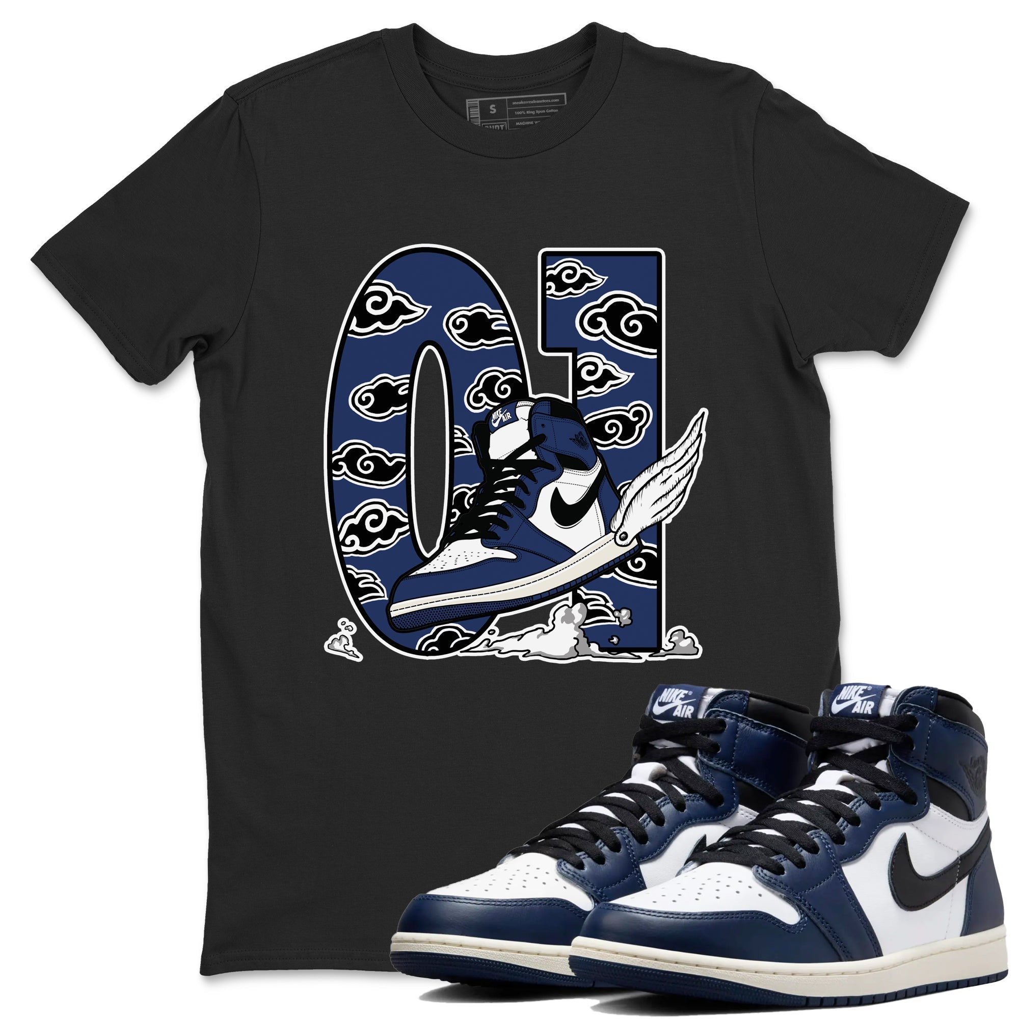 Fly To The Clouds snkmatch Tees - Air Jordan 1 Midnight Navy
