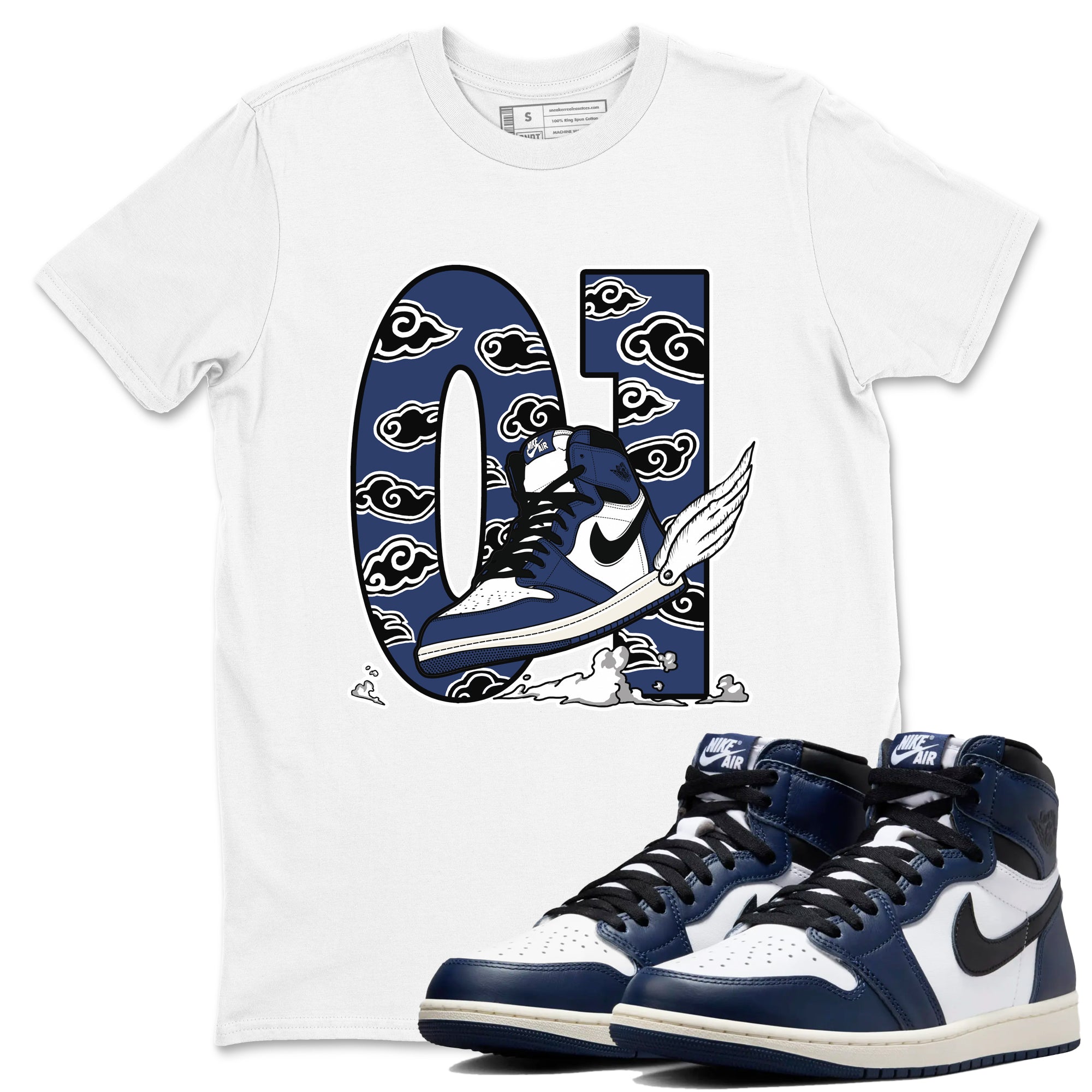 Fly To The Clouds snkmatch Tees - Air Jordan 1 Midnight Navy