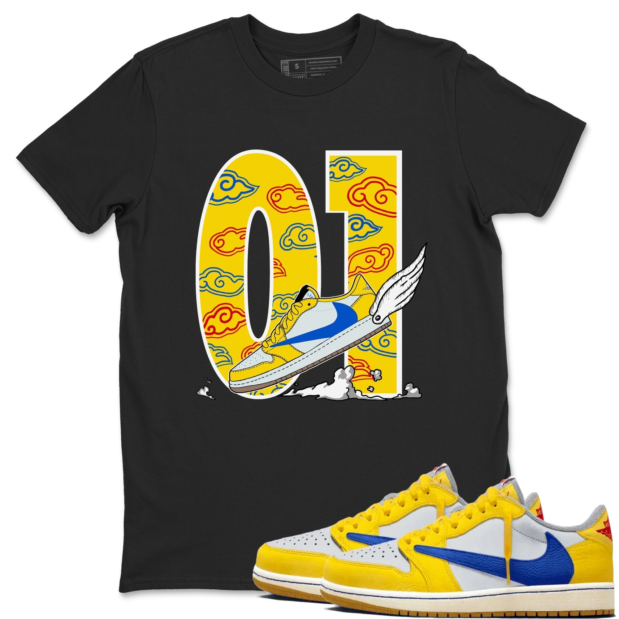 Fly To The Clouds snkmatch Tees - Air Jordan 1 Travis Scott Canary
