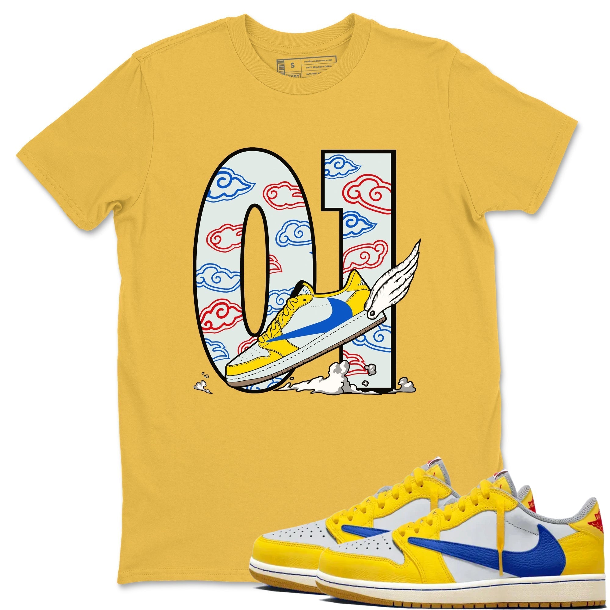 Fly To The Clouds snkmatch Tees - Air Jordan 1 Travis Scott Canary