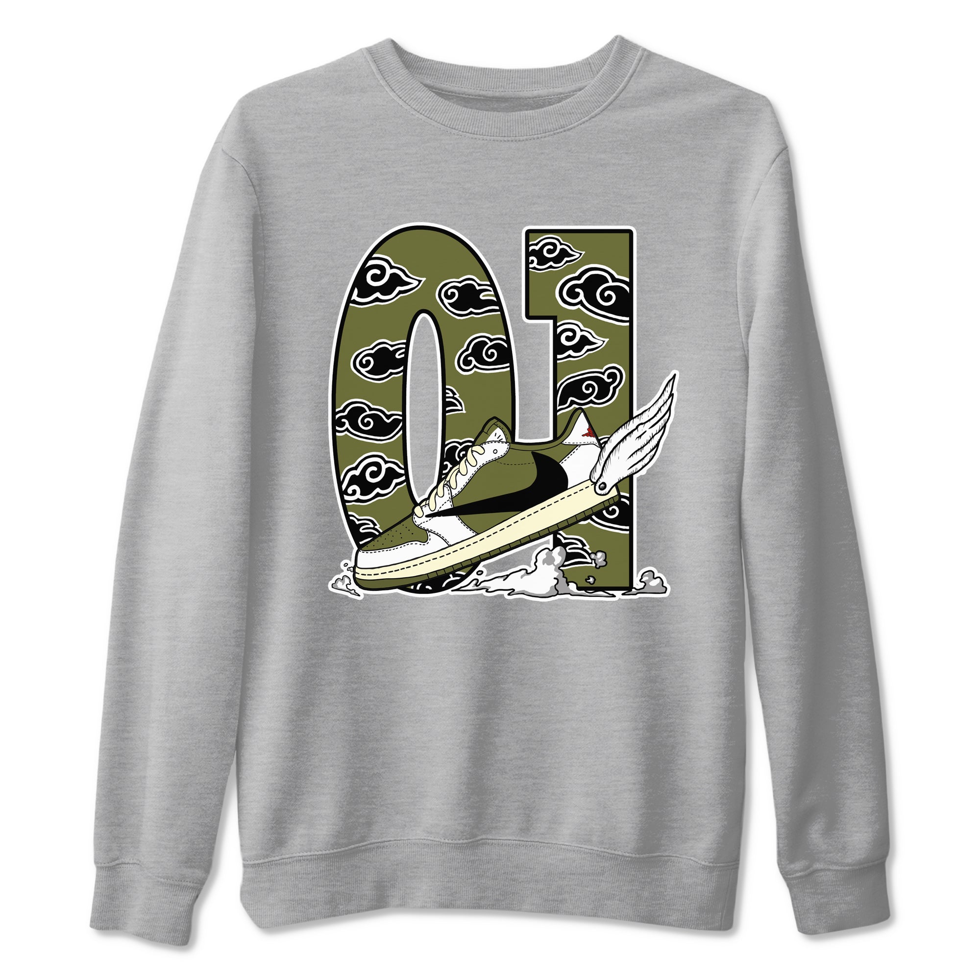Fly To The Clouds snkmatch Tees - Air Jordan 1 Travis Scott Medium Olive