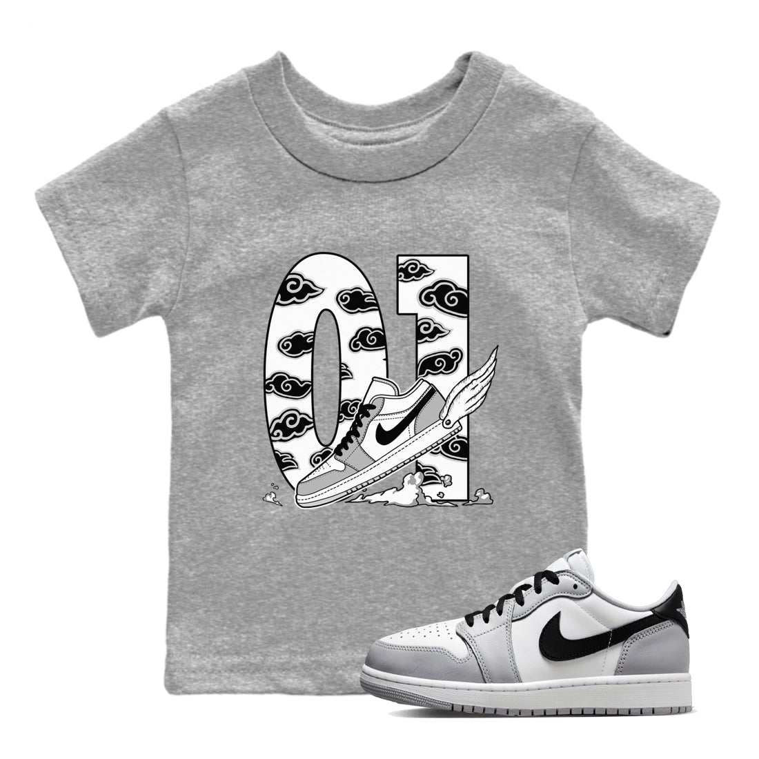 Fly To The Clouds snkmatch Tees Kids - Air Jordan 1 Wolf Grey