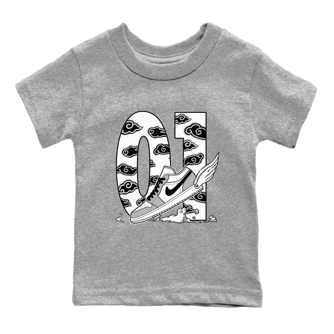 Fly To The Clouds snkmatch Tees Kids - Air Jordan 1 Wolf Grey