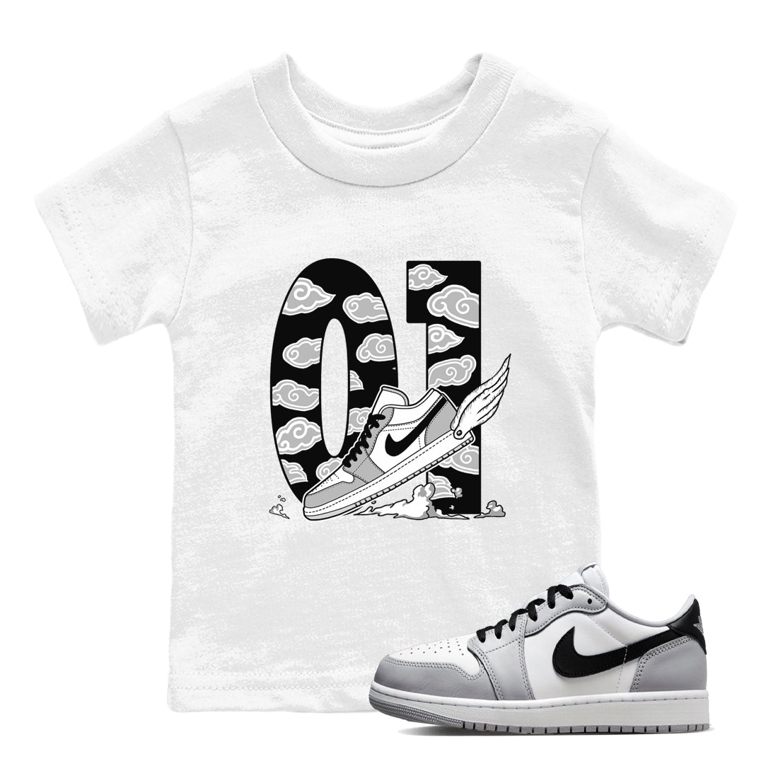 Fly To The Clouds snkmatch Tees Kids - Air Jordan 1 Wolf Grey