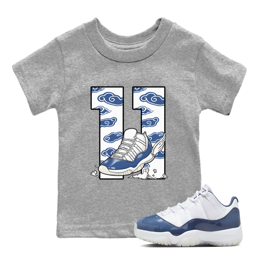 Fly To The Clouds snkmatch Tees Kids - Air Jordan 11 Diffused Blue