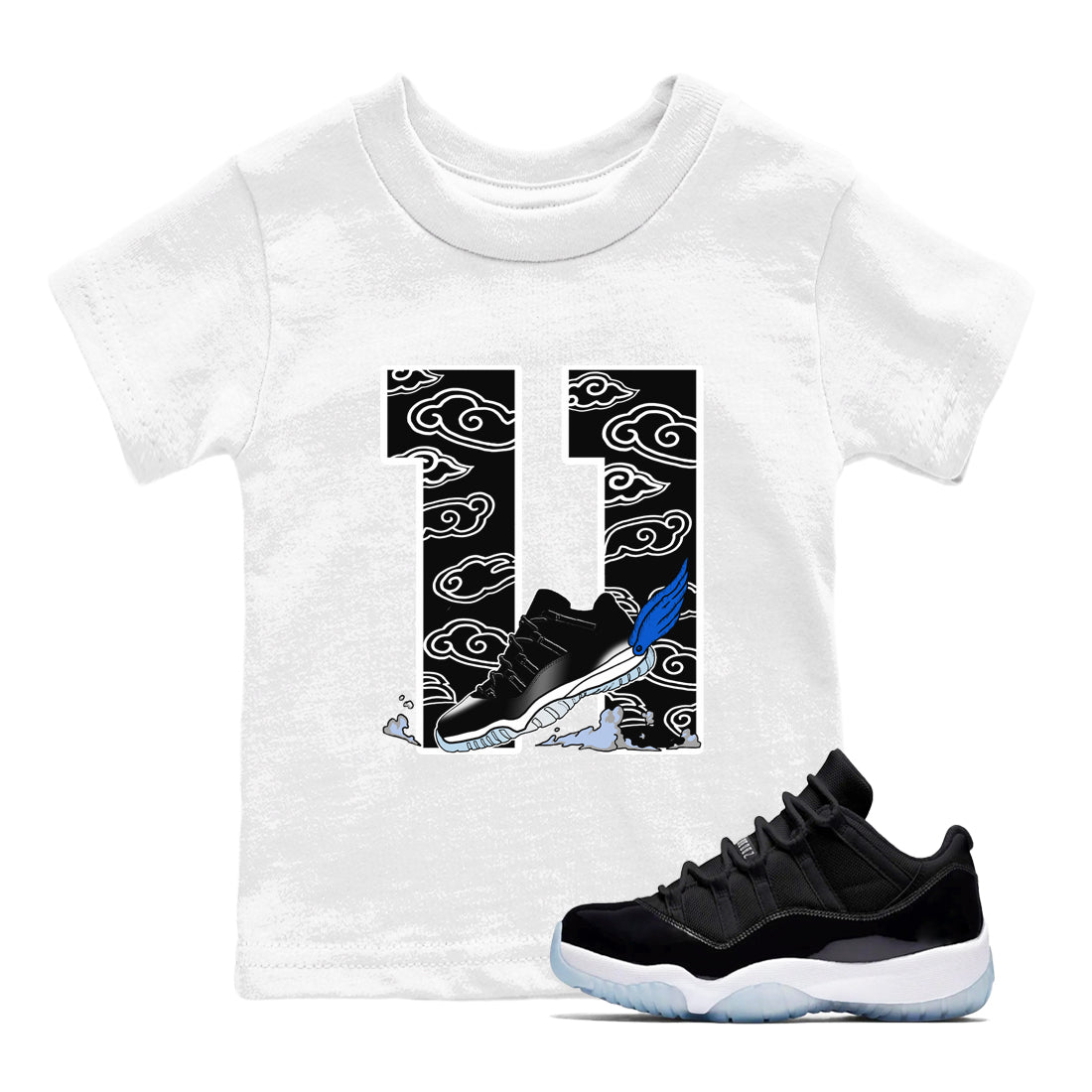 Fly To The Clouds snkmatch Tees Kids - Air Jordan 11 Black and Varsity Royal