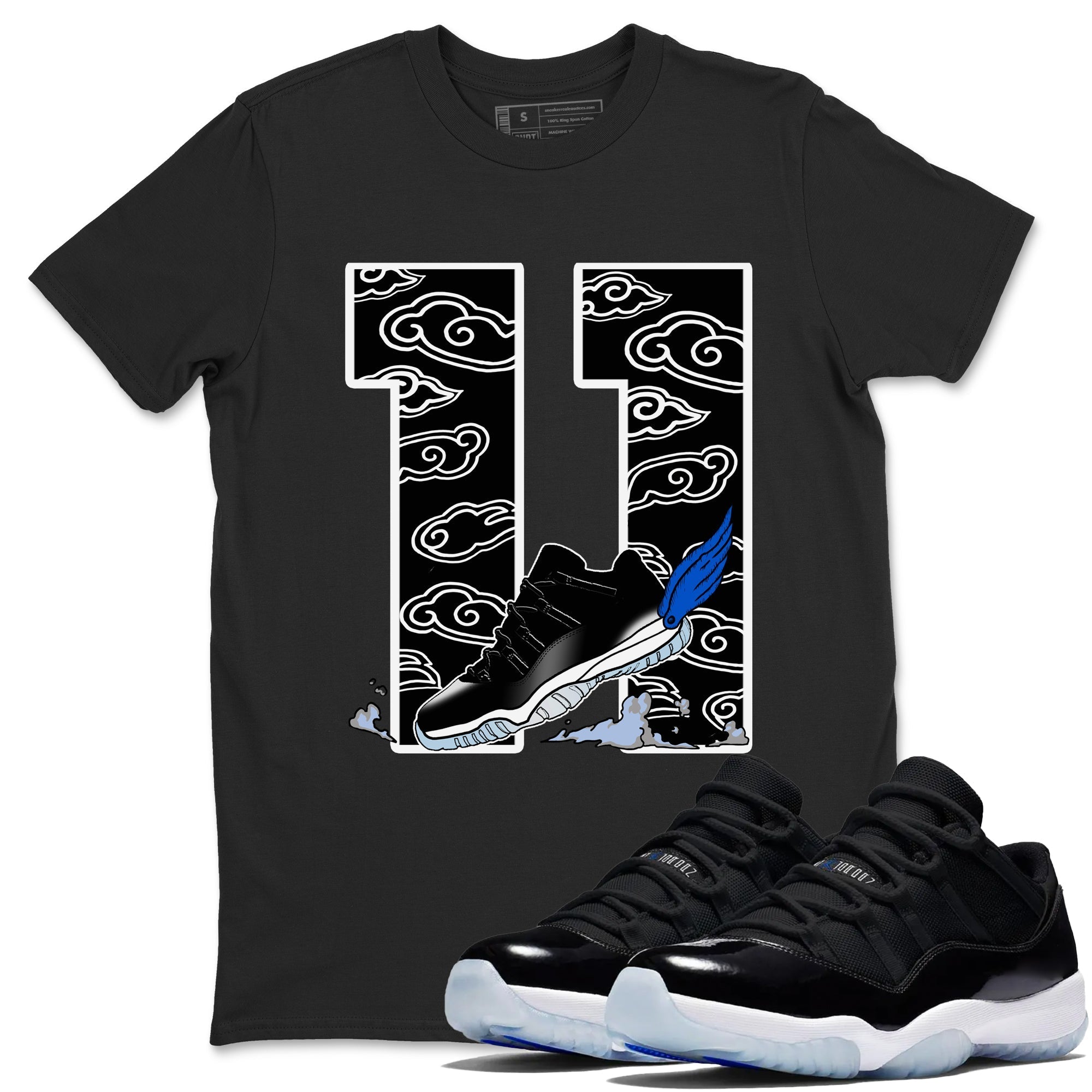 Fly To The Clouds snkmatch Tees - Air Jordan 11 Black and Varsity Royal
