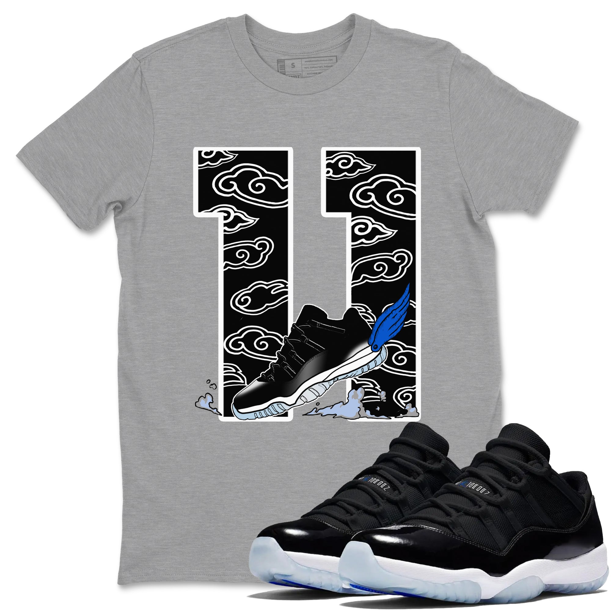 Fly To The Clouds snkmatch Tees - Air Jordan 11 Black and Varsity Royal