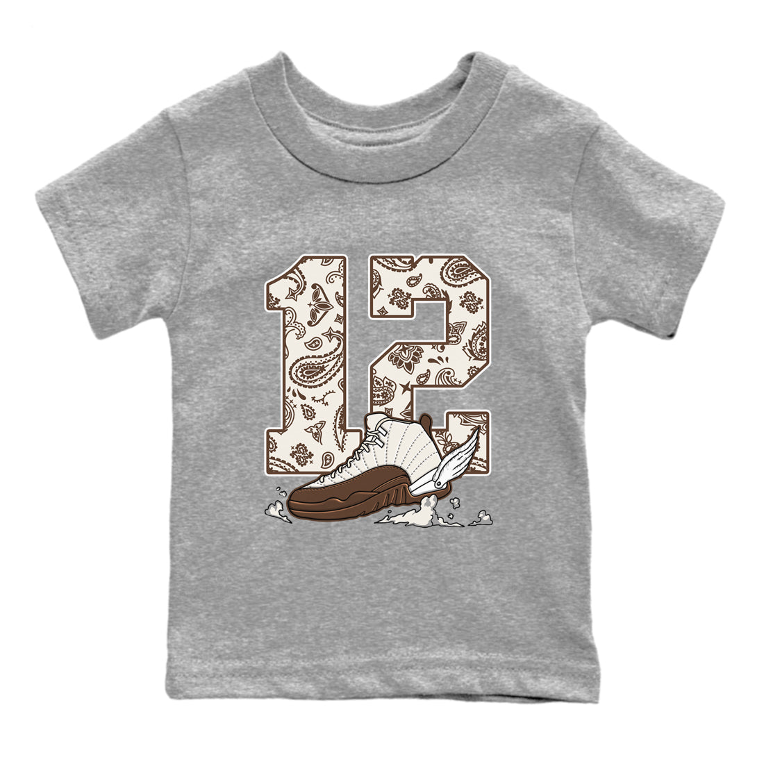 Fly To The Clouds snkmatch Tees Kids - Air Jordan 12 Baroque Brown