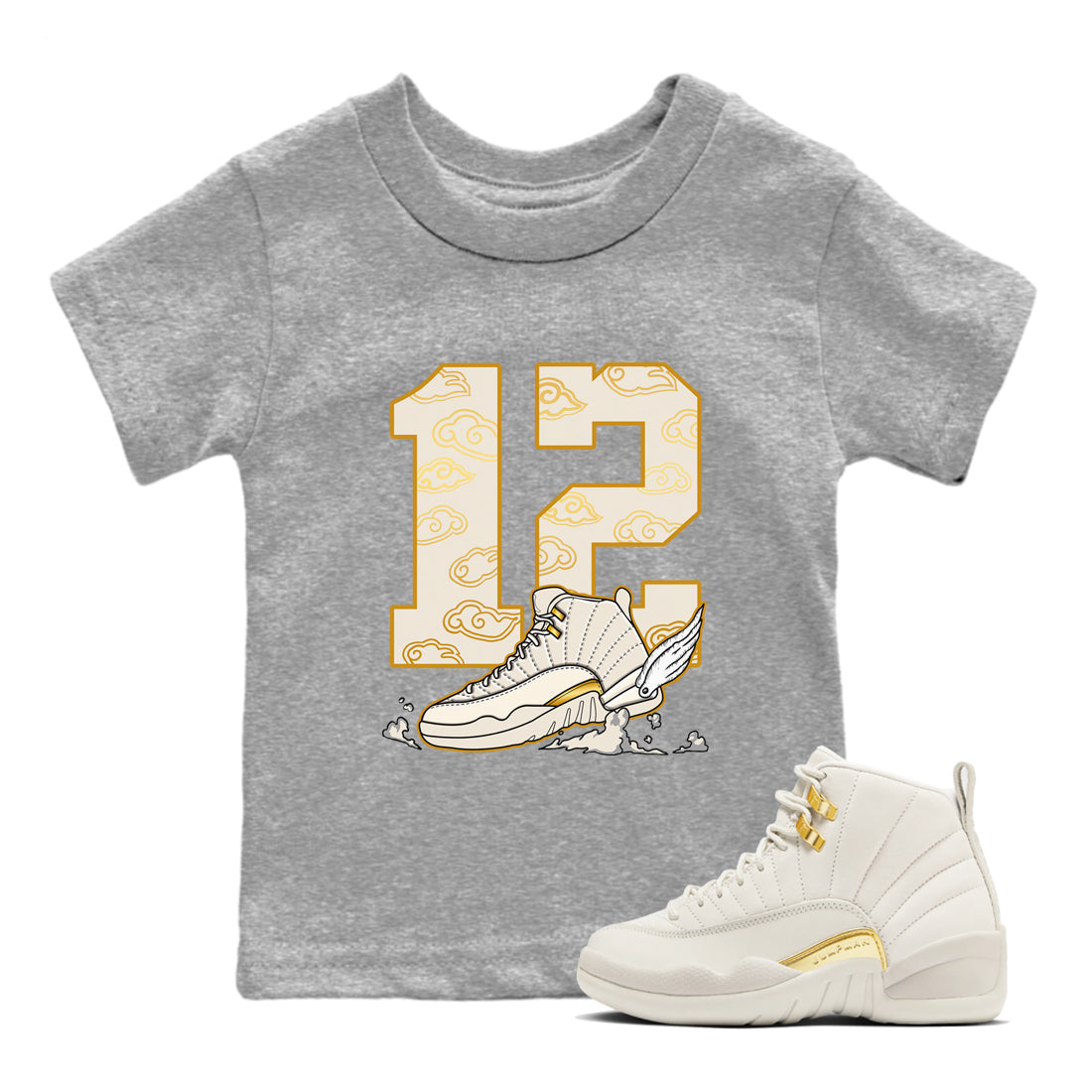 Fly To The Clouds snkmatch Tees Kids - Air Jordan 12 Phantom