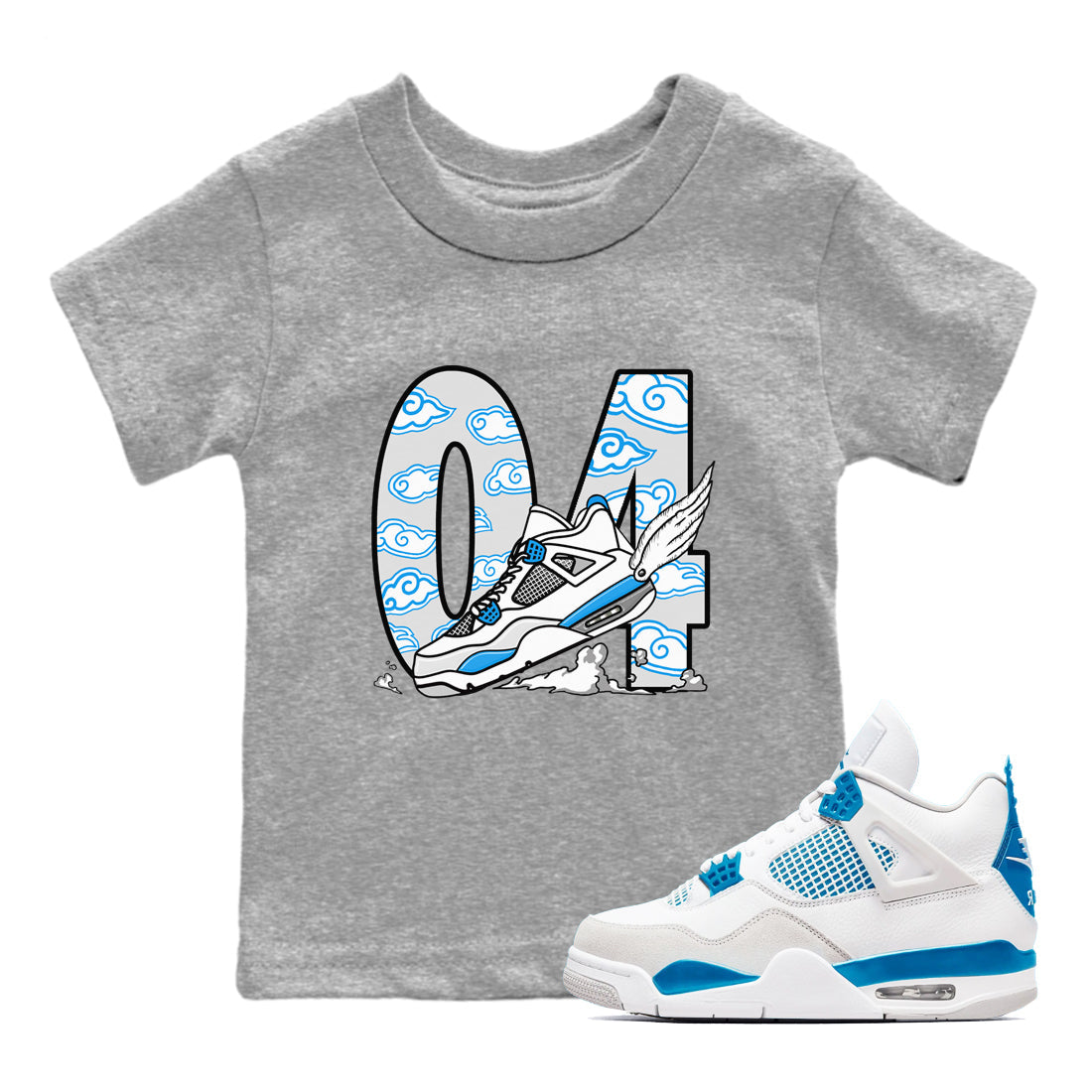 Fly To The Clouds snkmatch Tees Kids - Air Jordan 4 Military Blue