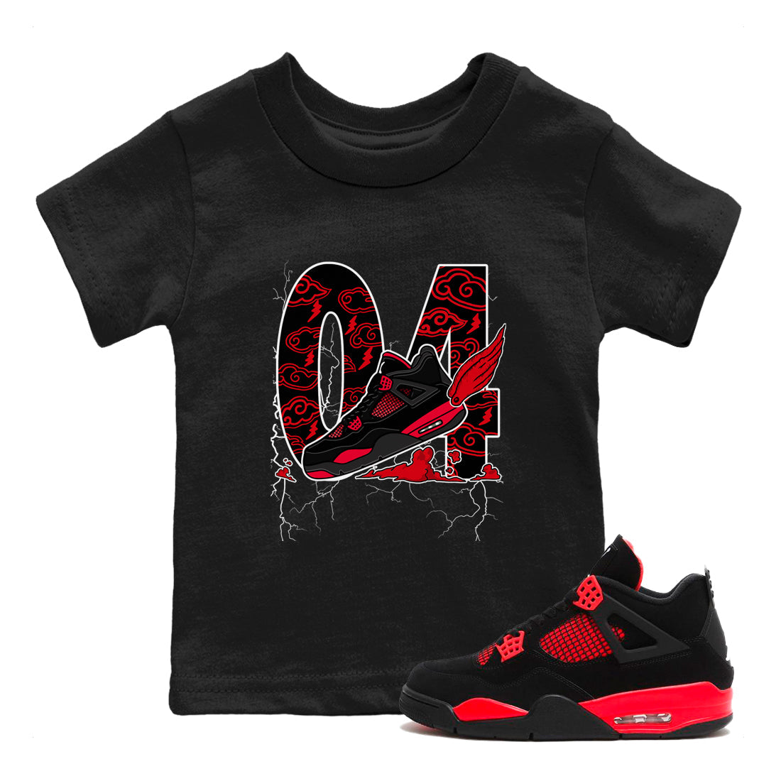 Fly To The Clouds snkmatch Tees Kids - Air Jordan 4 Red Thunder